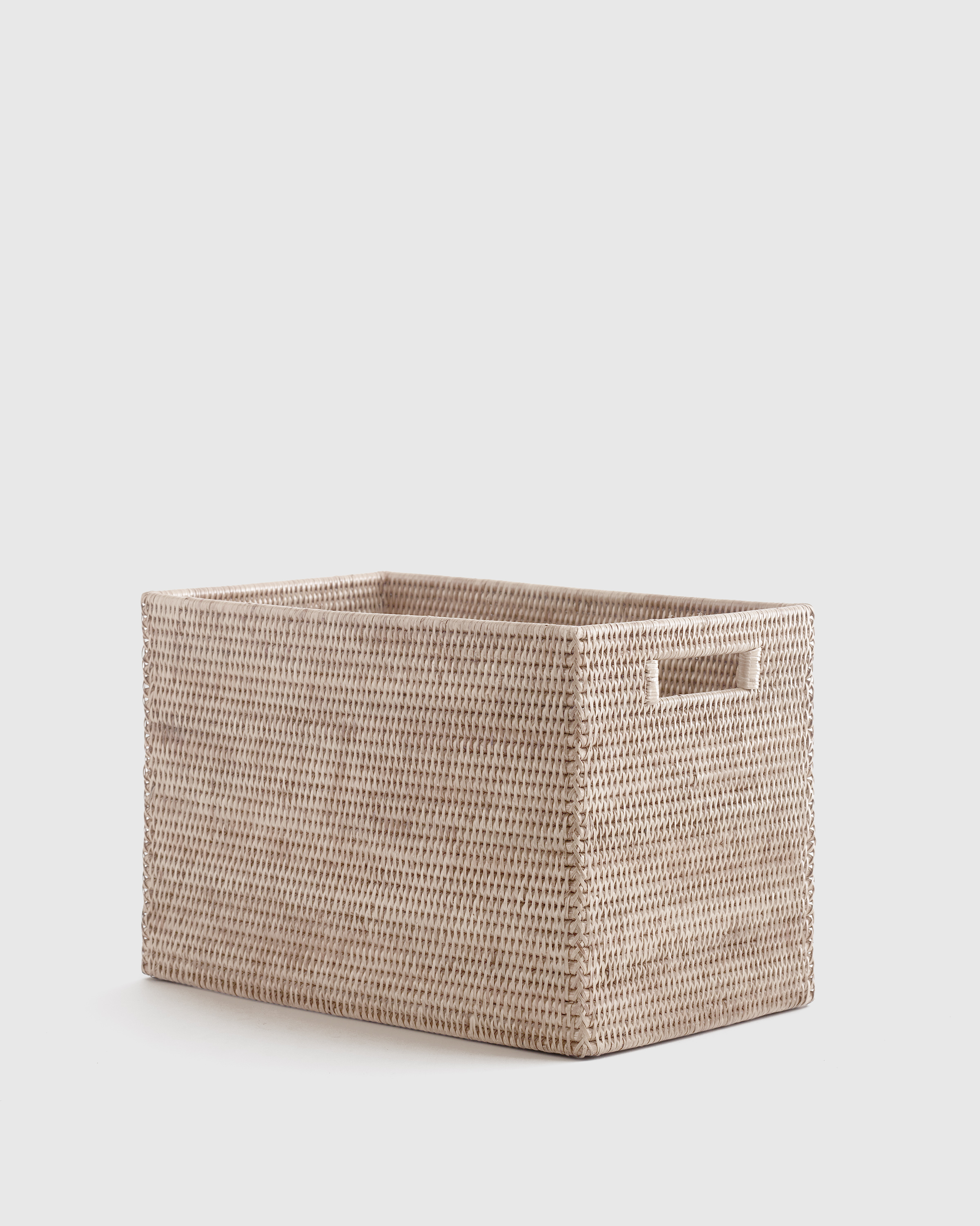 White Wash Handwoven Rattan Legal Size Storage Box
