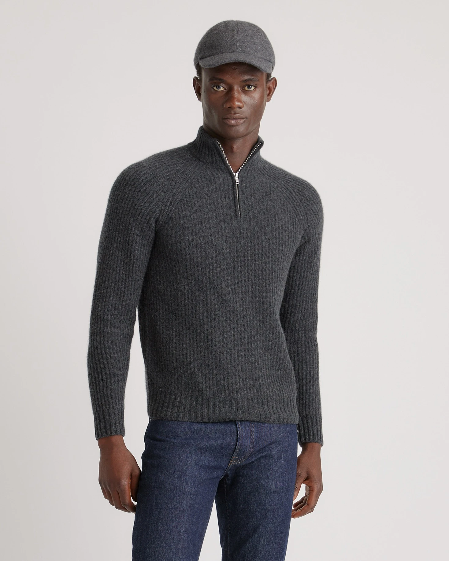 Mongolian Cashmere Fisherman Quarter Zip Sweater