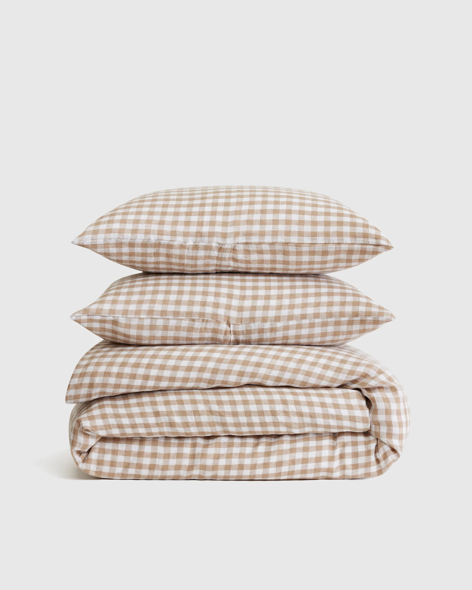 100% European Linen Gingham Duvet Cover Set (Twin) by Quince