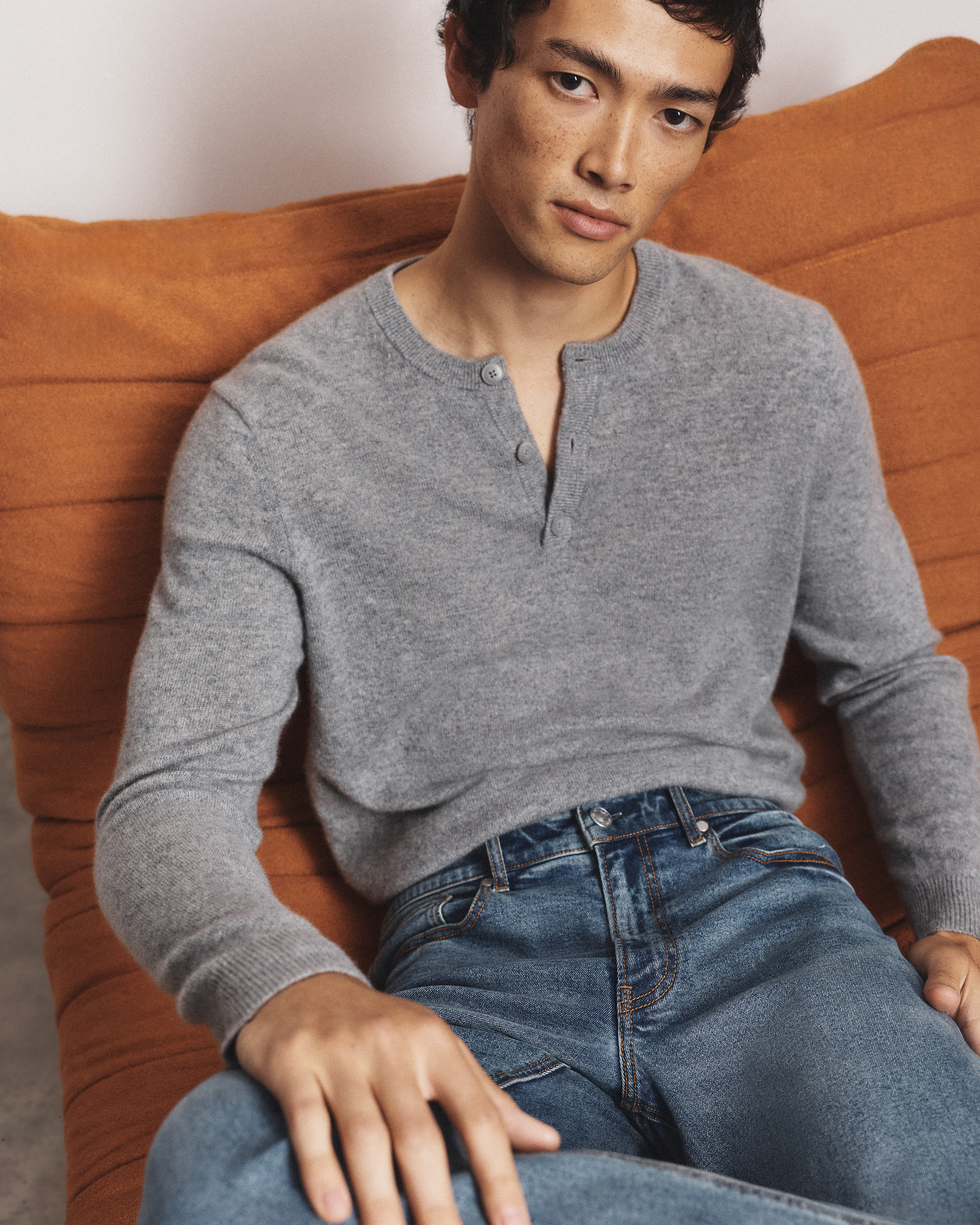 Mongolian Cashmere Henley Sweater