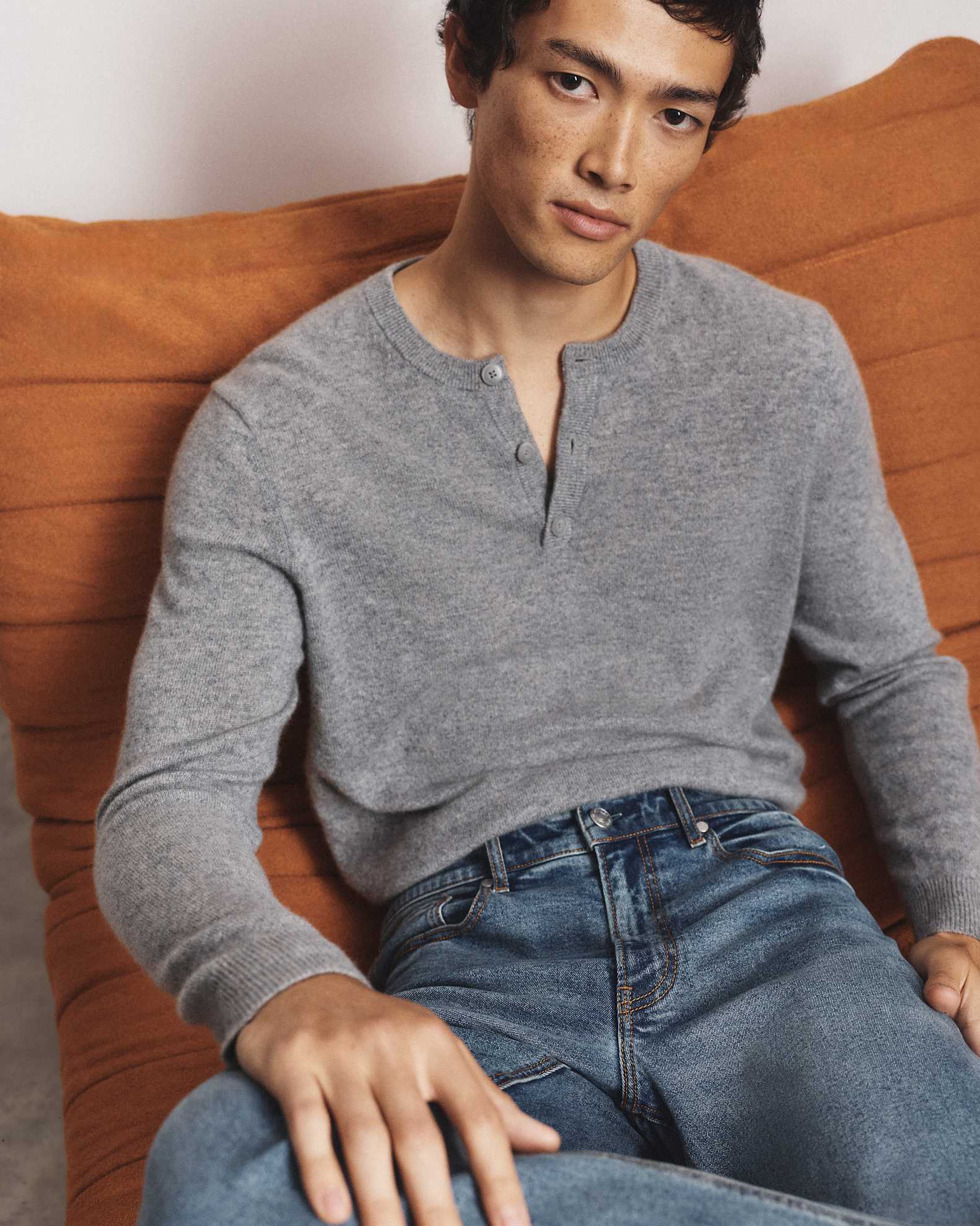 Mongolian Cashmere Henley Sweater