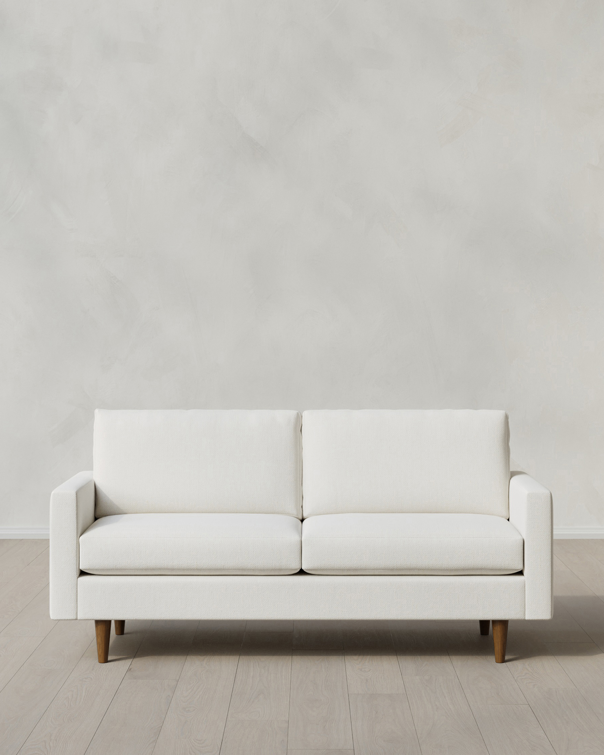 Marshmallow Atlas Midcentury Sofa in Performance Chenille Linen Blend