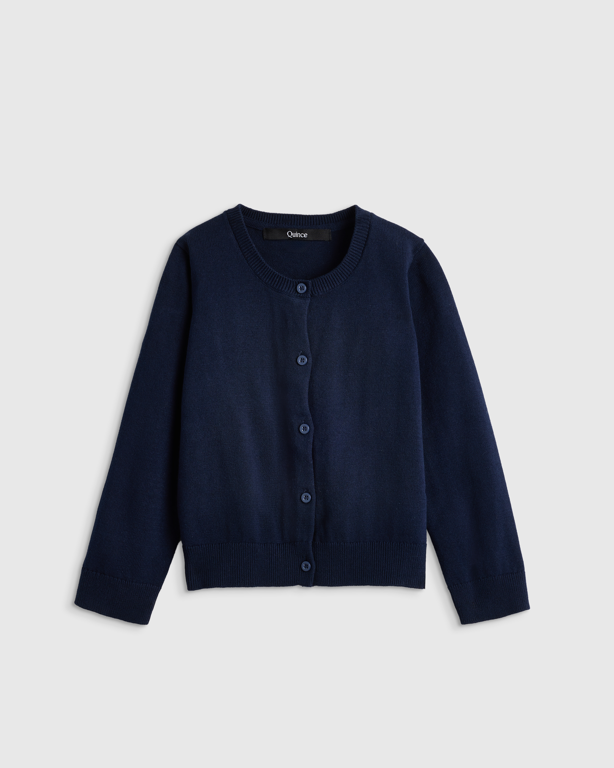 Navy 100% Organic Cotton Crewneck Cardigan 