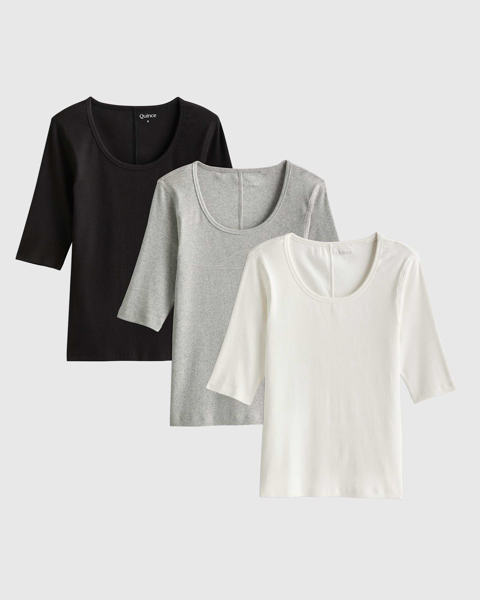 Micro Rib Tee Organic Cotton Micro-Rib Elbow Tee 3-Pack | Quince