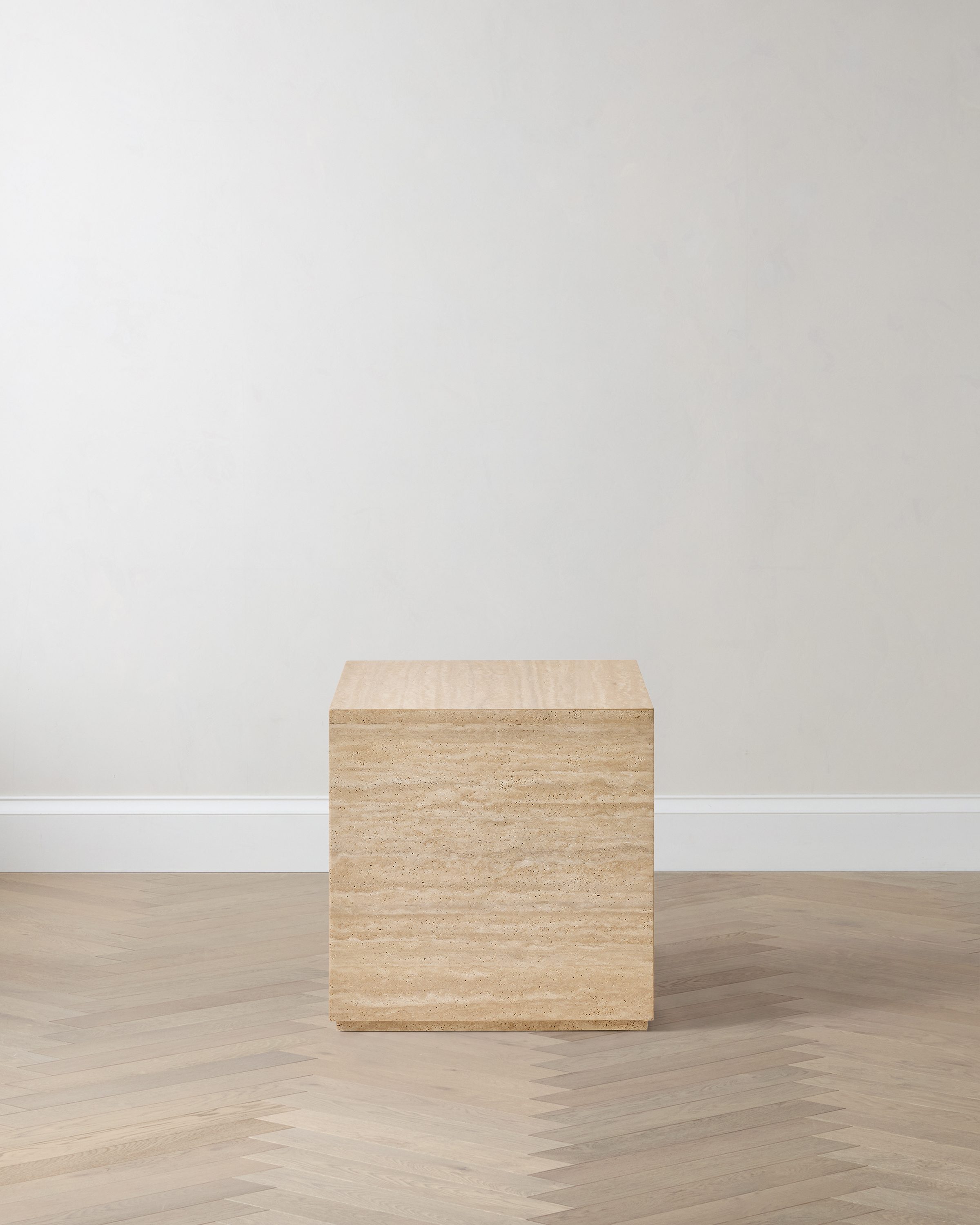 Natural Travertine Plinth End Table