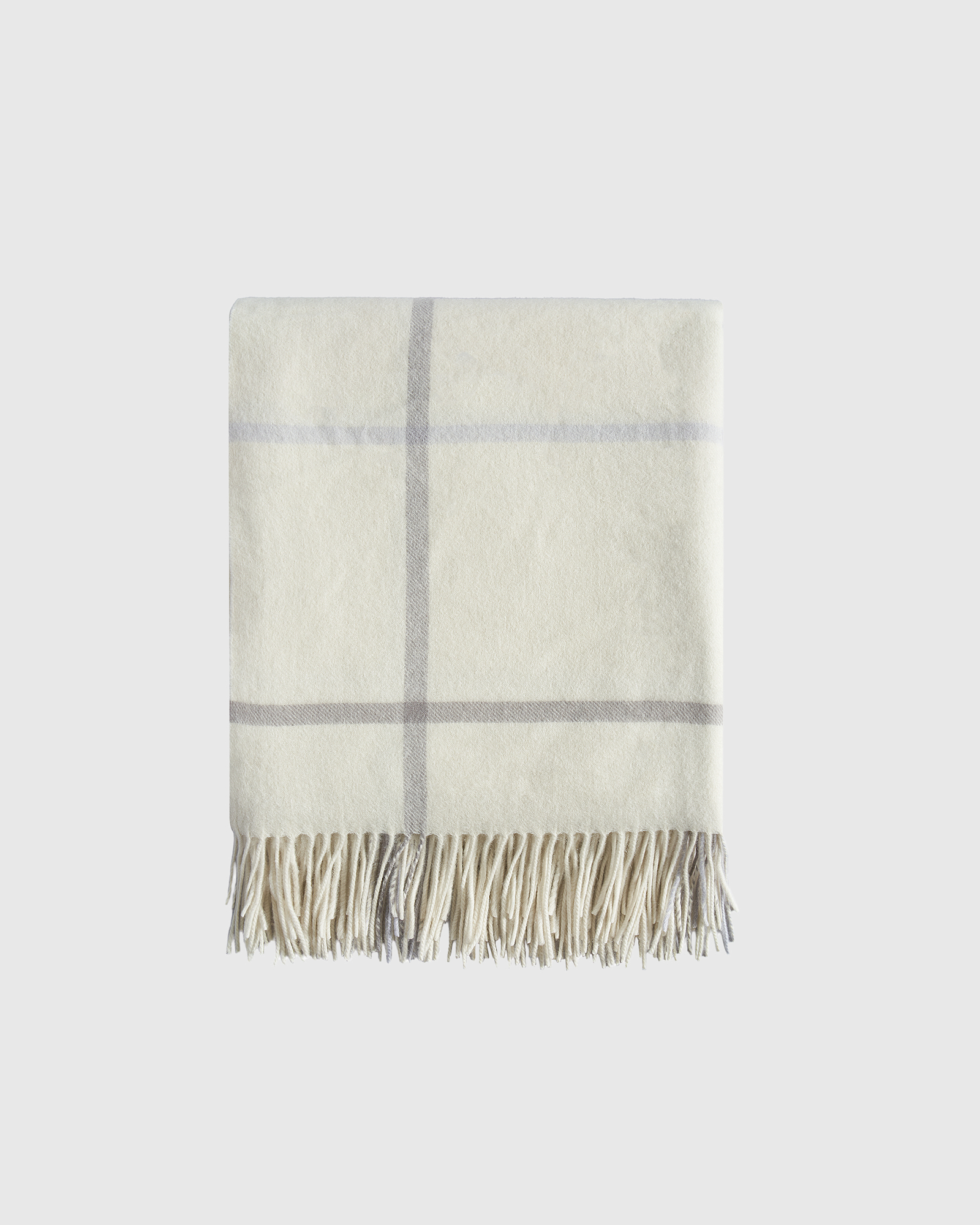Mongolian Cashmere Plaid Throw - not selected, Ivory/Grey Plaid