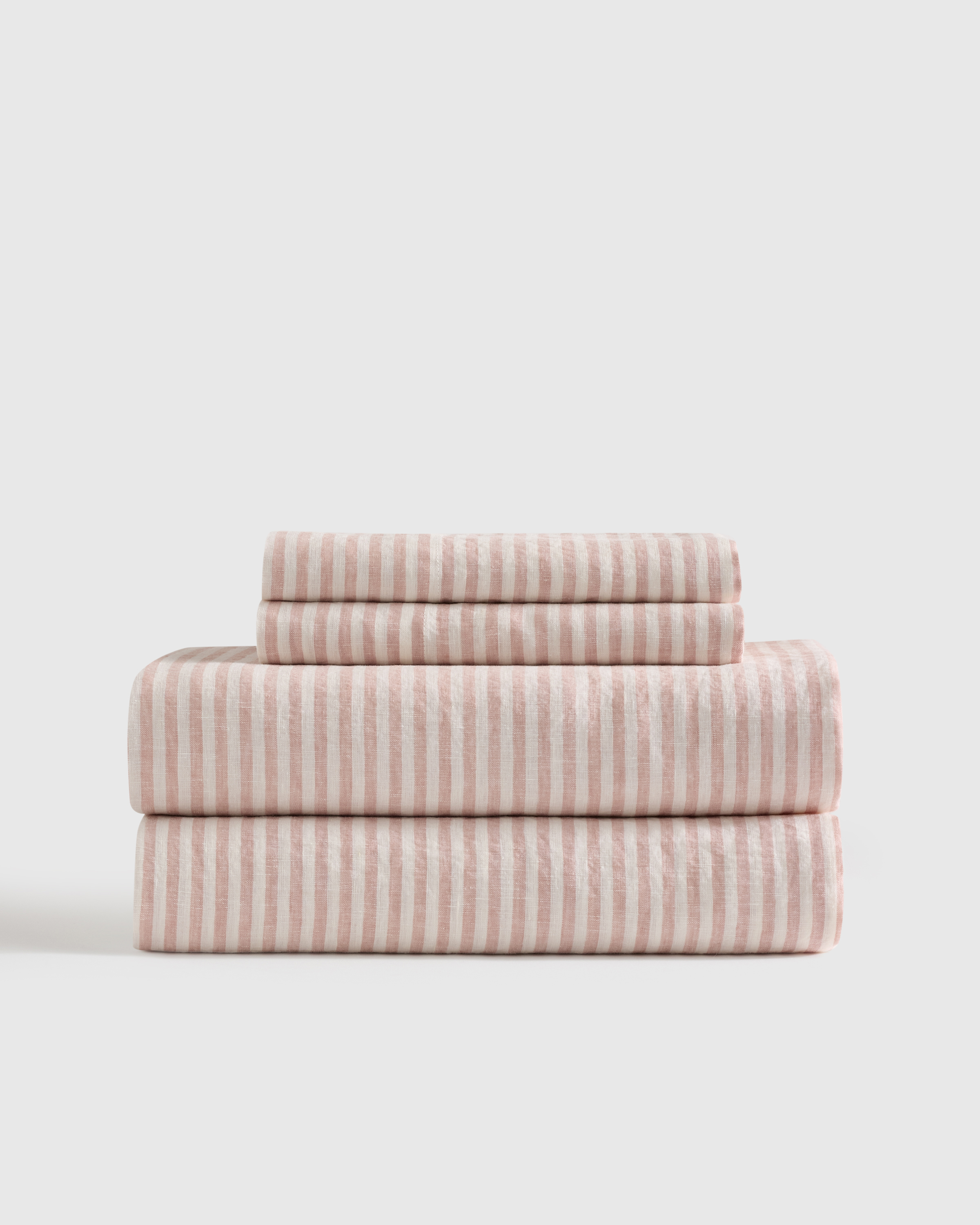 Dusty Mauve/White Stripe European Linen Sheet Set