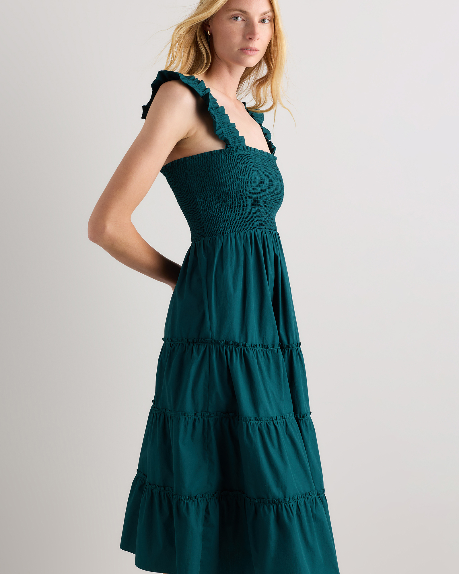 100 cotton formal dress 100% Cotton Gathered Waist Women Strap Maxi Dress, Blue / L