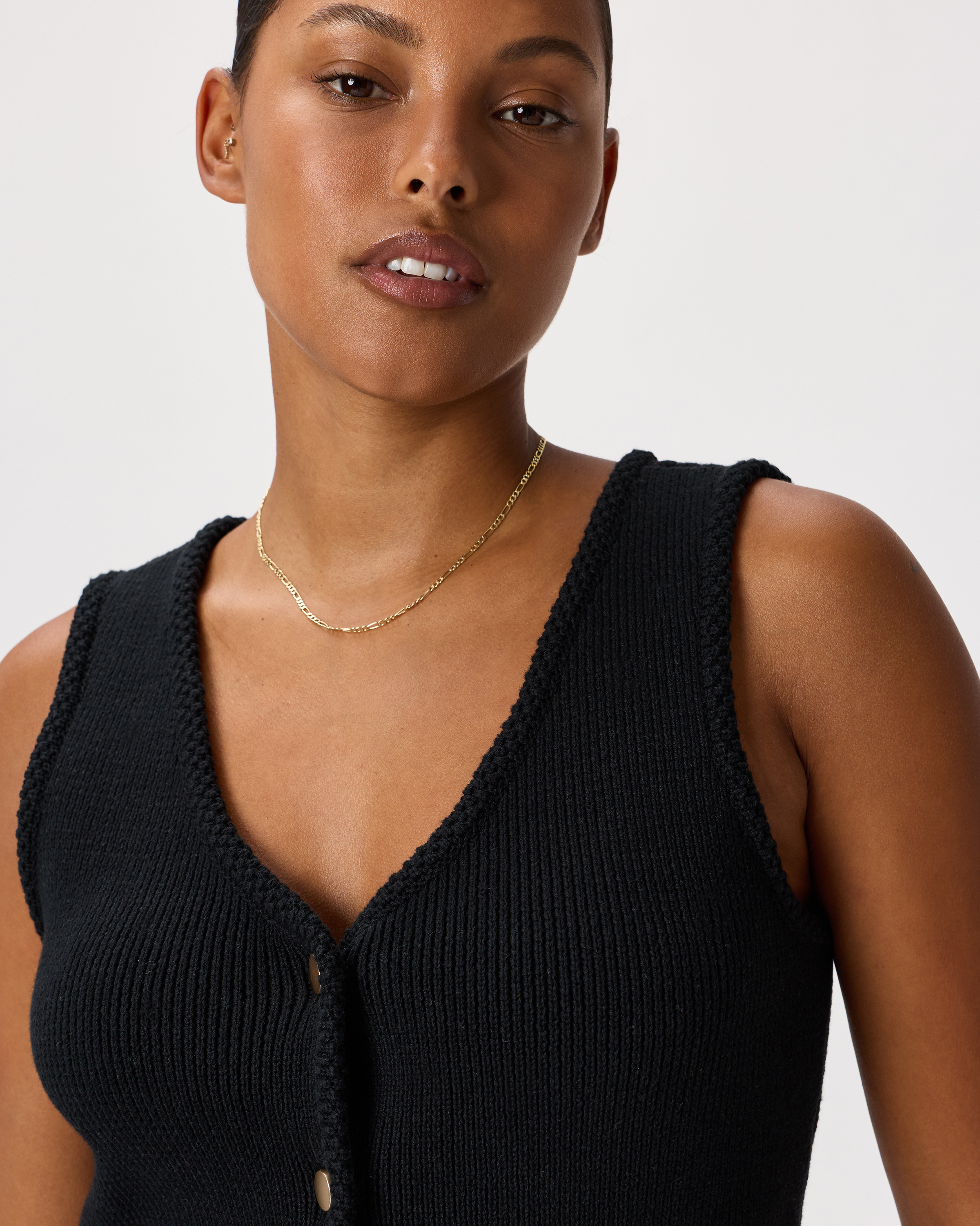 100% Organic Cotton Sweater Vest Tank in Black