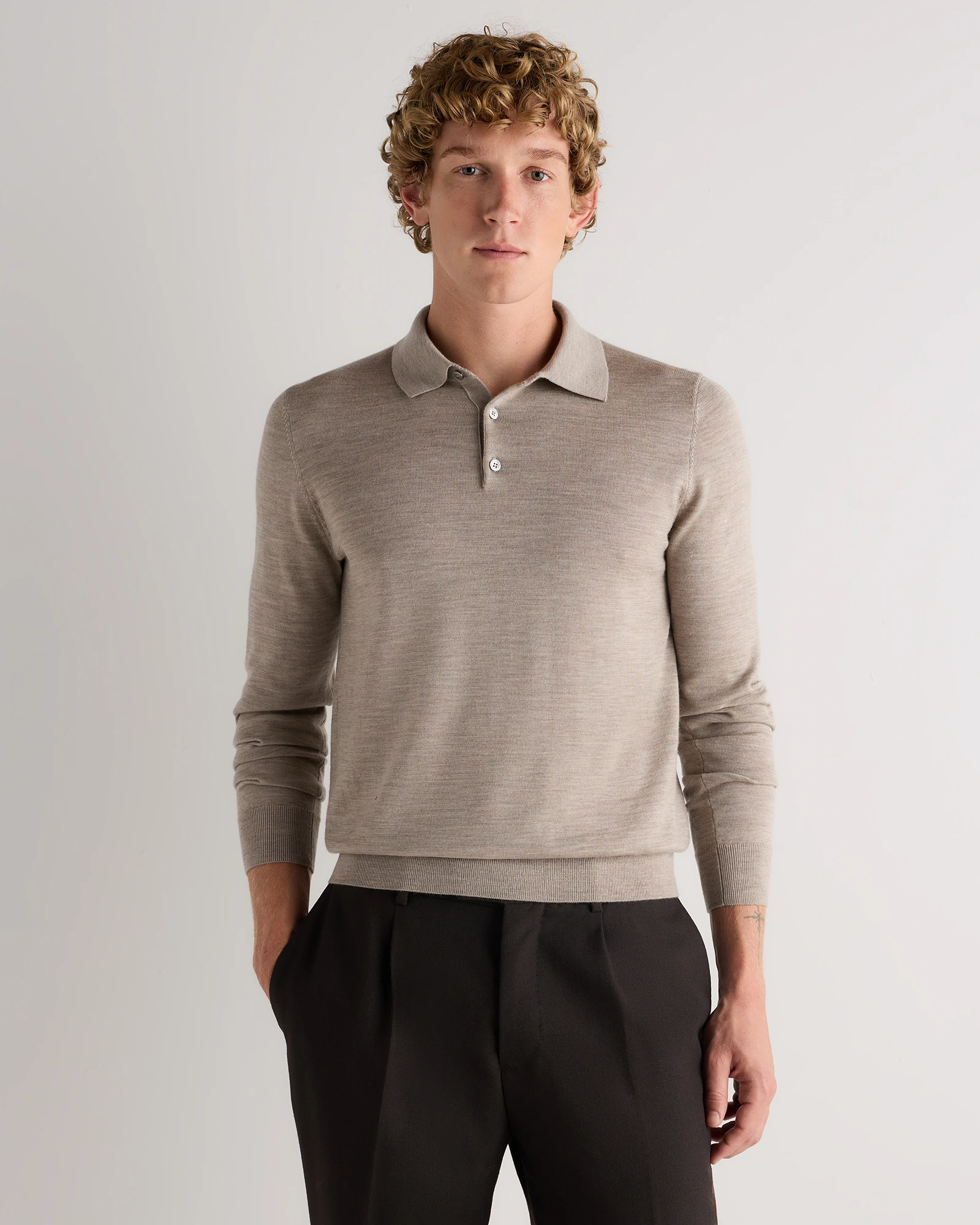 Worsted Merino Wool Sweater Polo