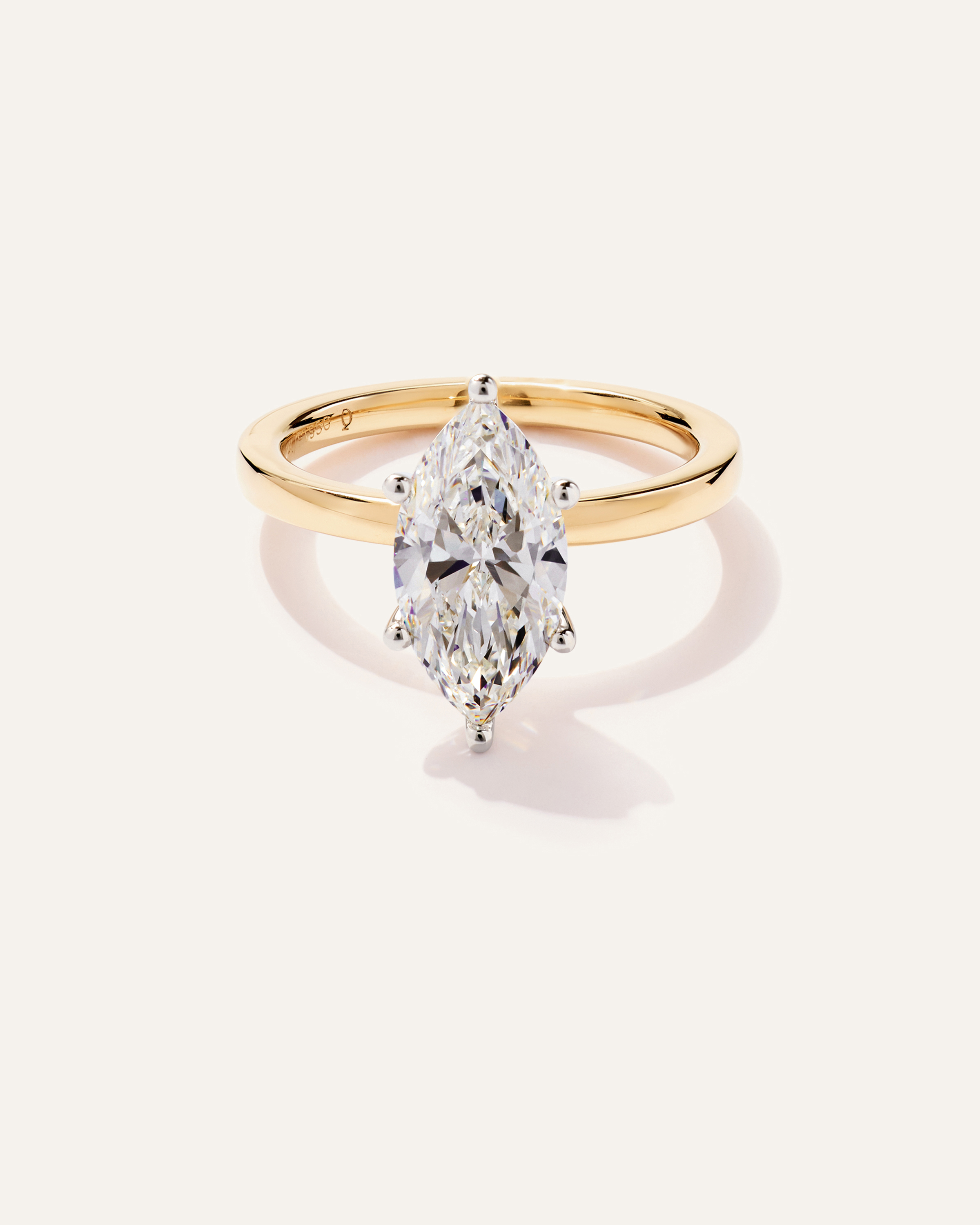 Yellow Gold Lab Grown Diamond Marquise Comfort Fit Engagement Ring - 2.5ct