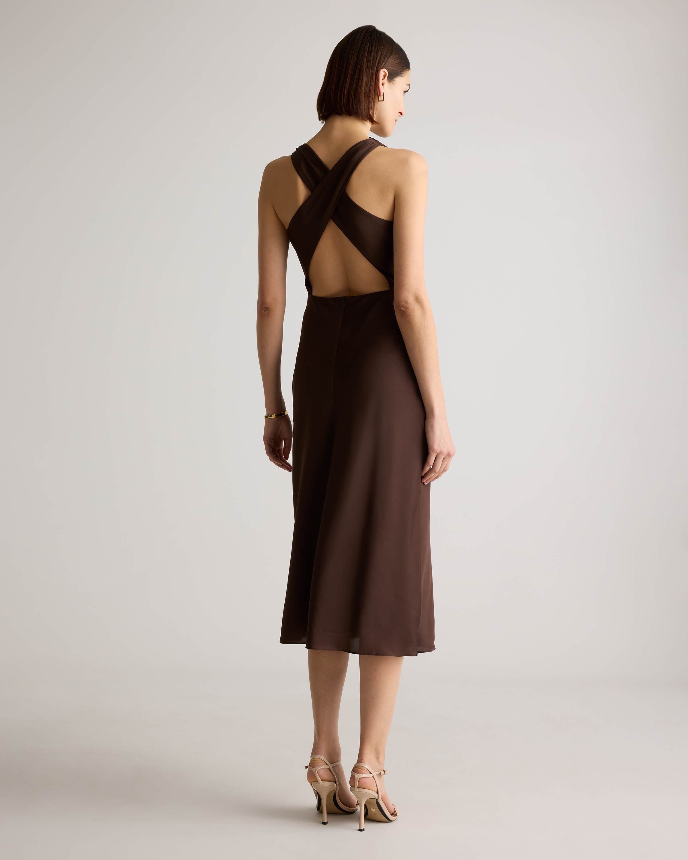 washable stretch silk high neck midi dress Women's Washable Stretch Silk High Neck Midi Dress in Moonstone Blue, Size Small, Mulberry Silk by Quince