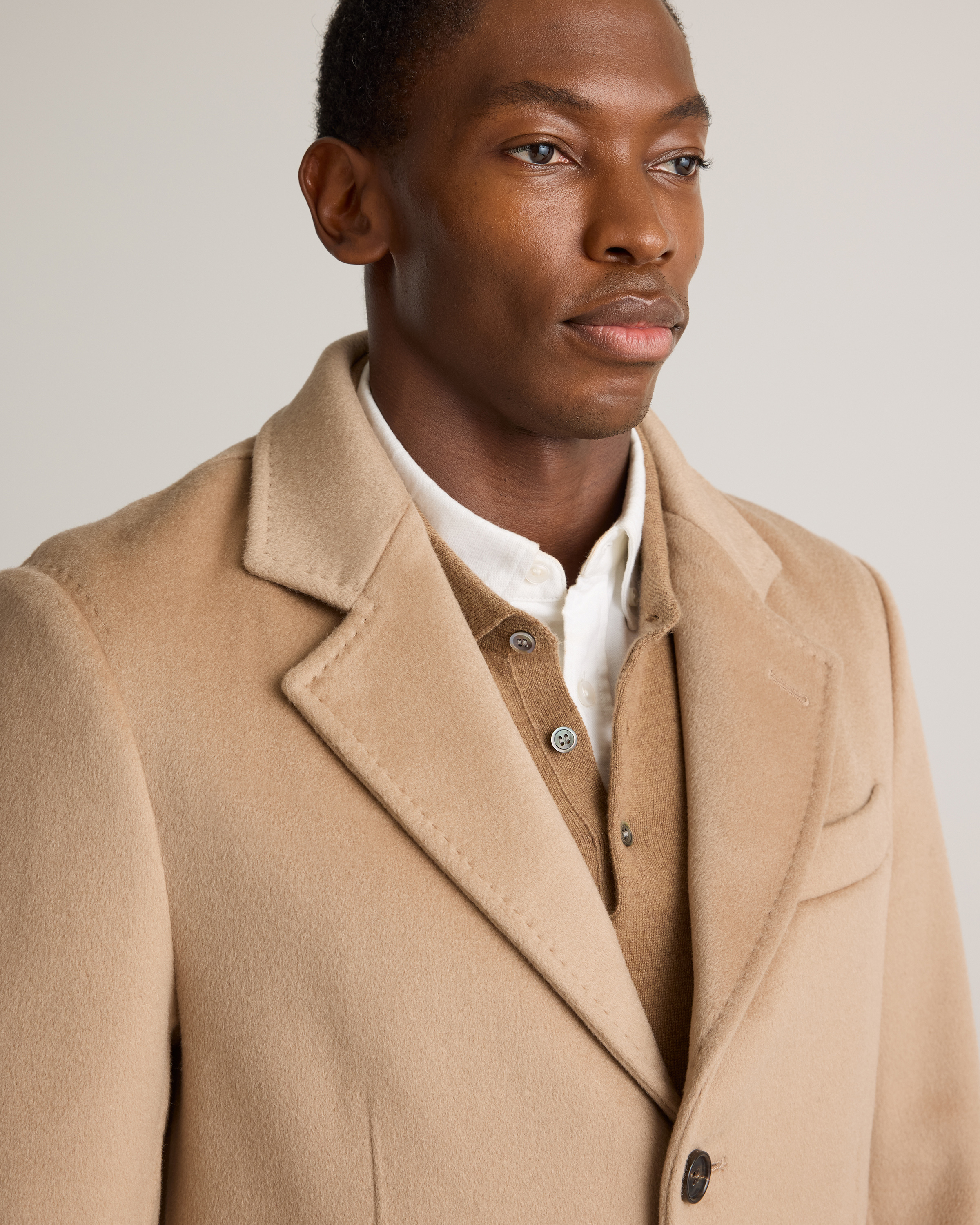 100% Mongolian Cashmere Double-Faced Overcoat in Camel