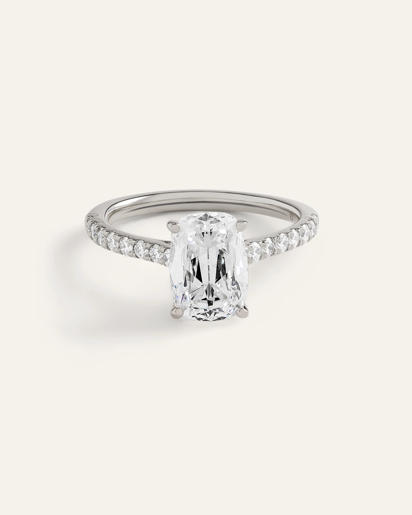 Lab Grown Diamond Antique Cushion Pave Trellis Cathedral Engagement Ring - 2.5ct