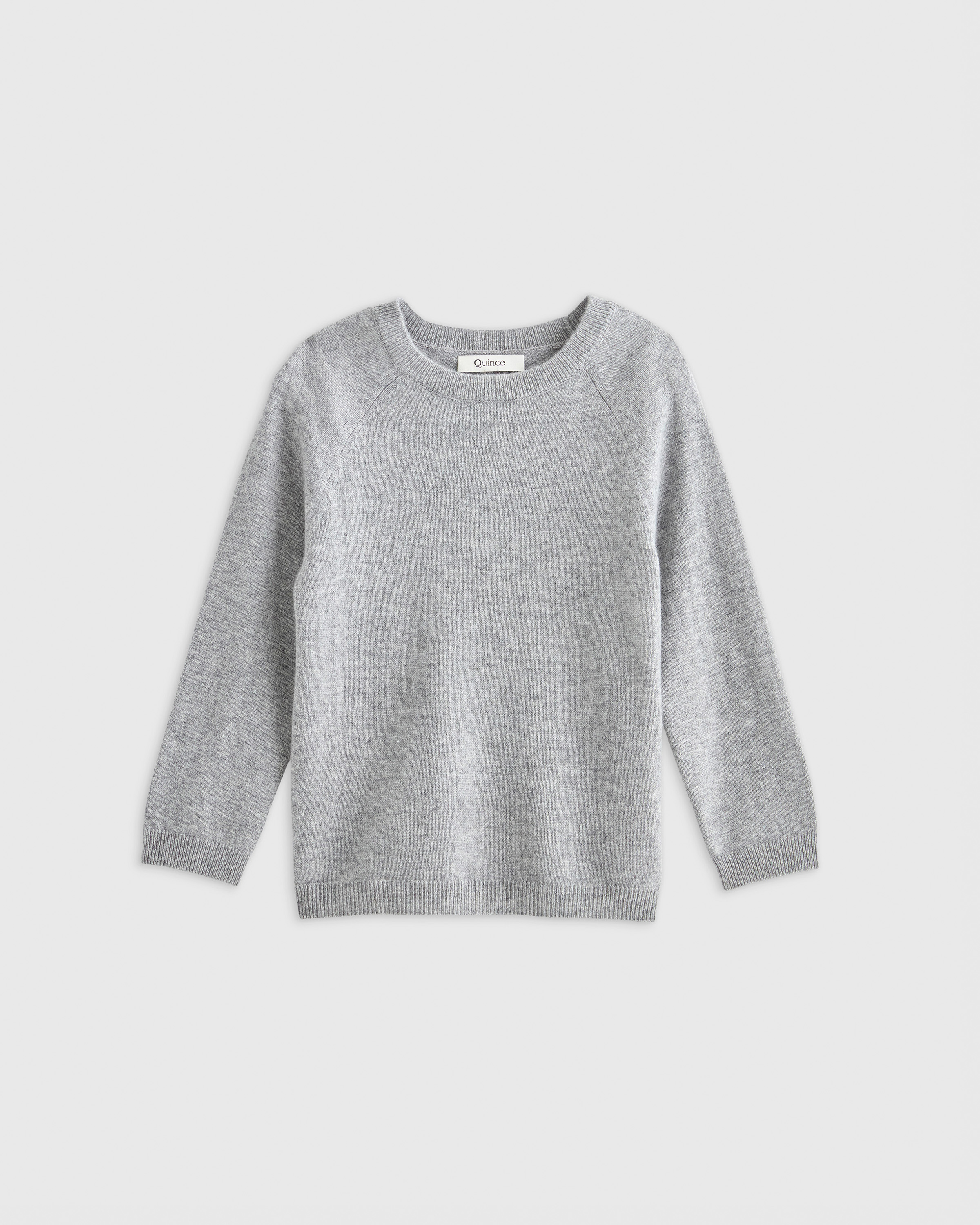 Heather Grey Washable Cashmere Crewneck Sweater