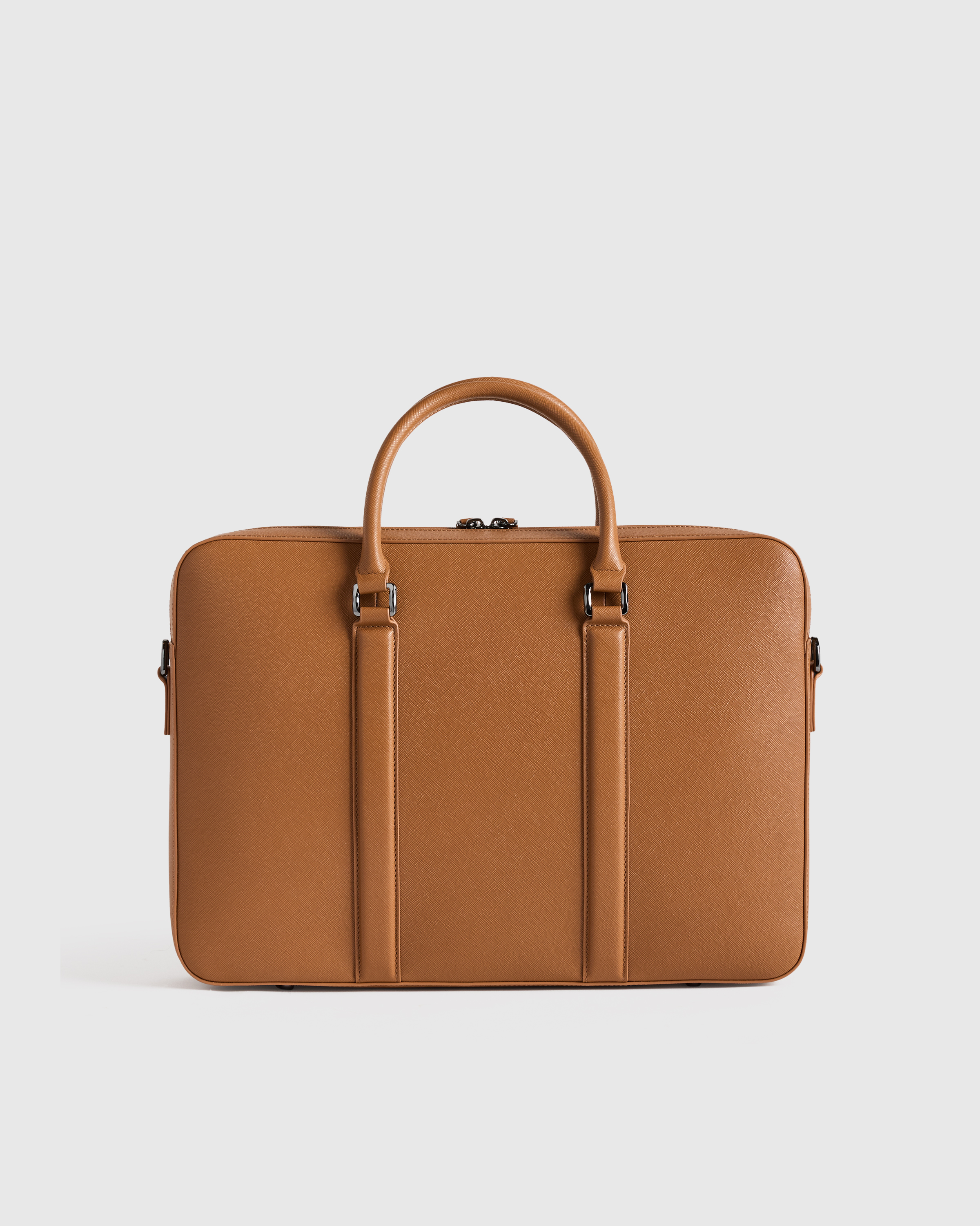 Italian Saffiano Briefcase in Cognac