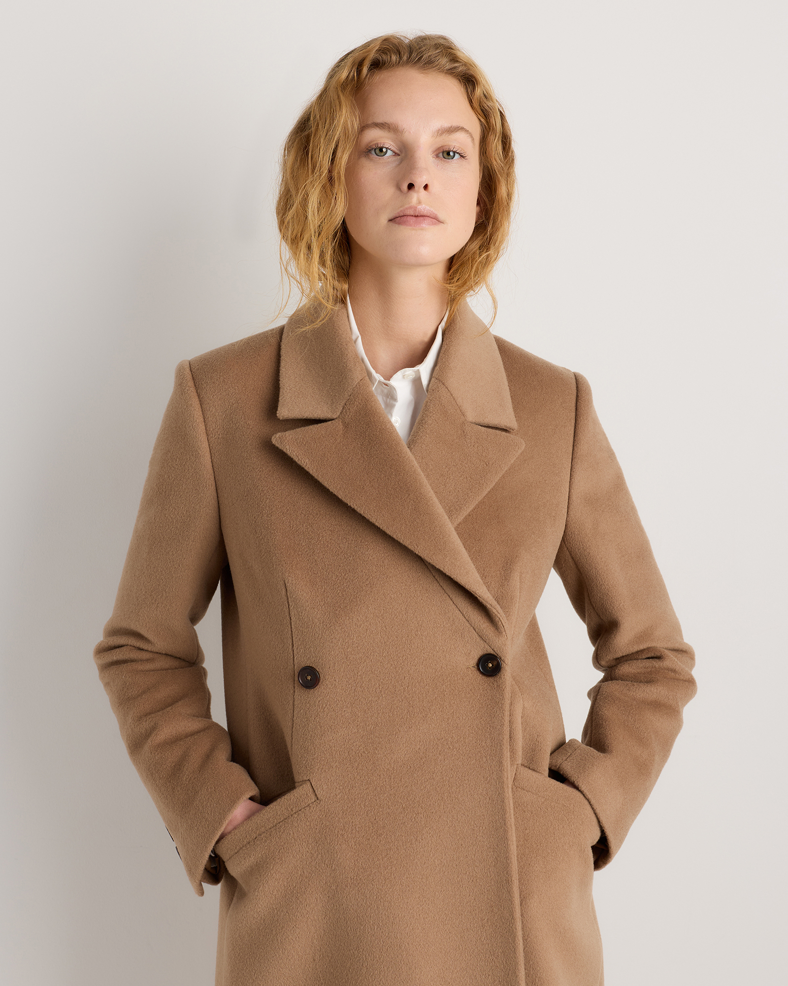 Wool Cashmere Tailored Long Coat in Mocha Brown