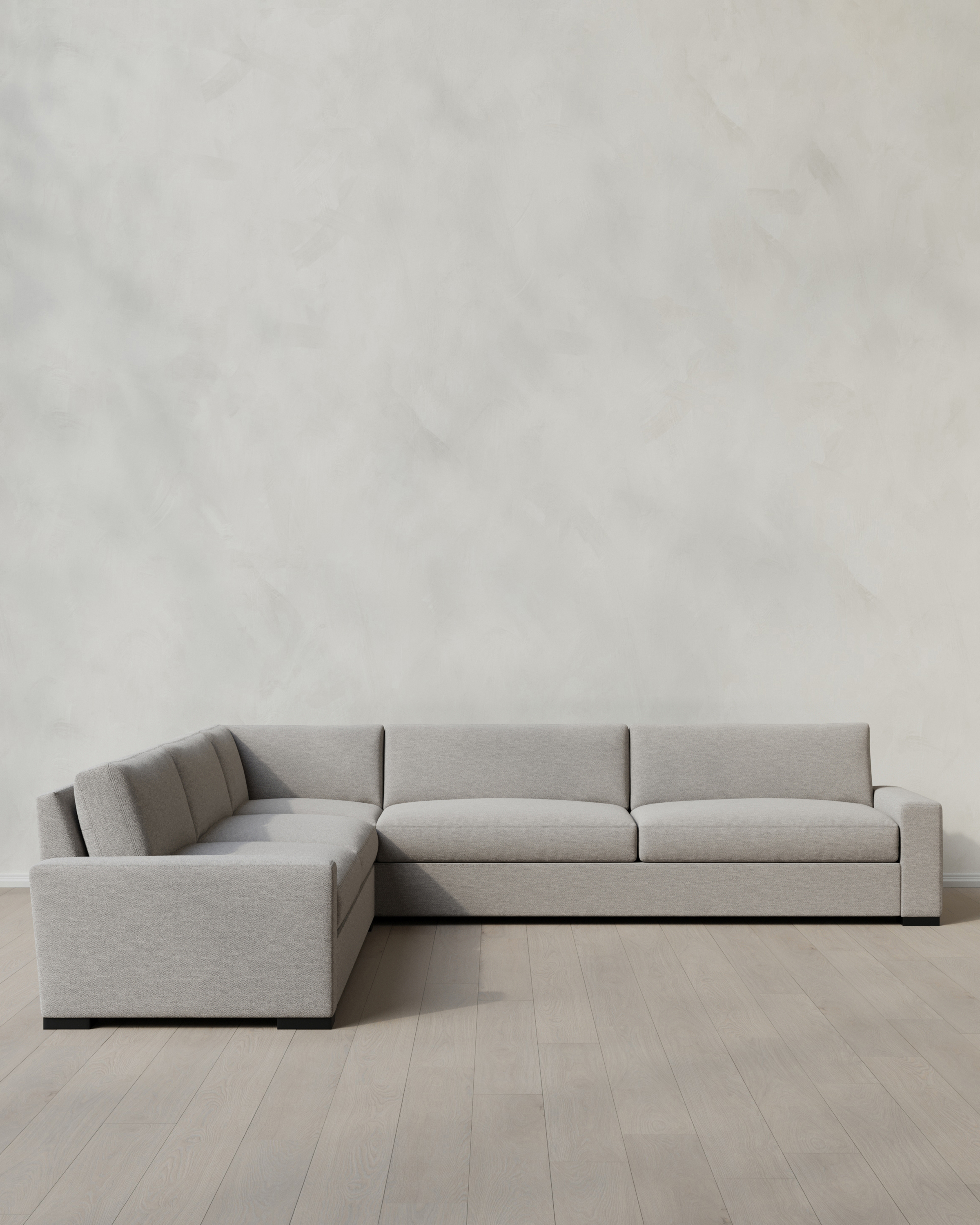 Quince | Stillman L Sectional in Performance Basketweave in Fog, Size 140x140, Polyester