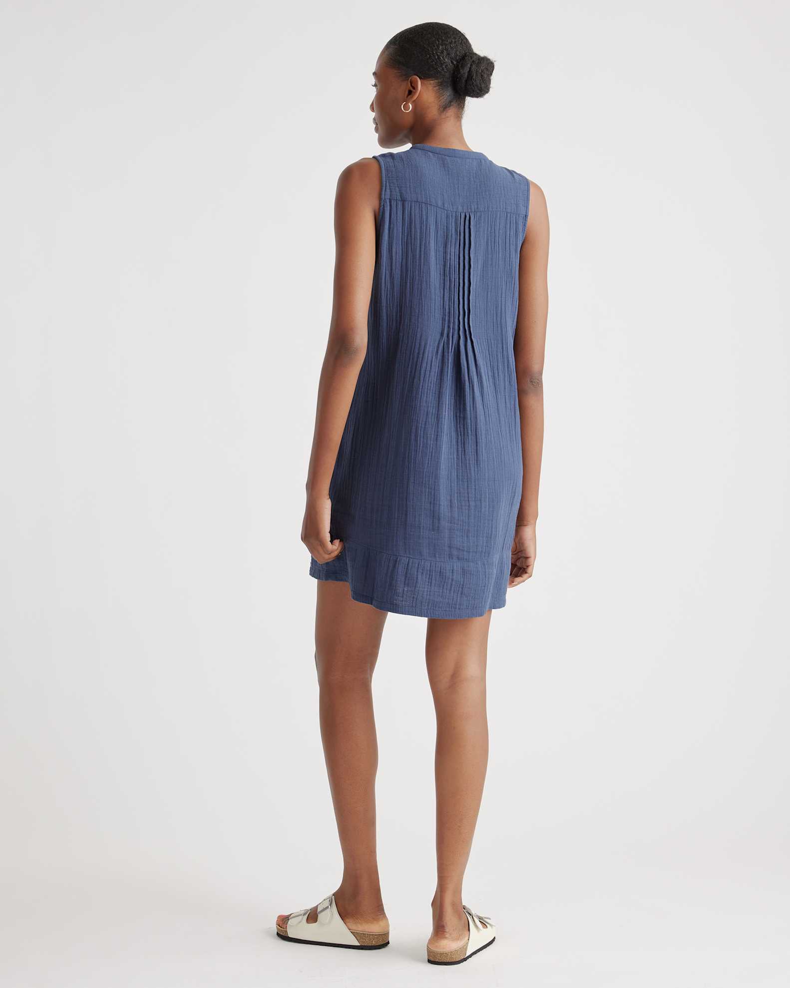 short sleeve v neck pintuck swing tunic dress Short Sleeve V-Neck Pintuck Swing Tunic Dress