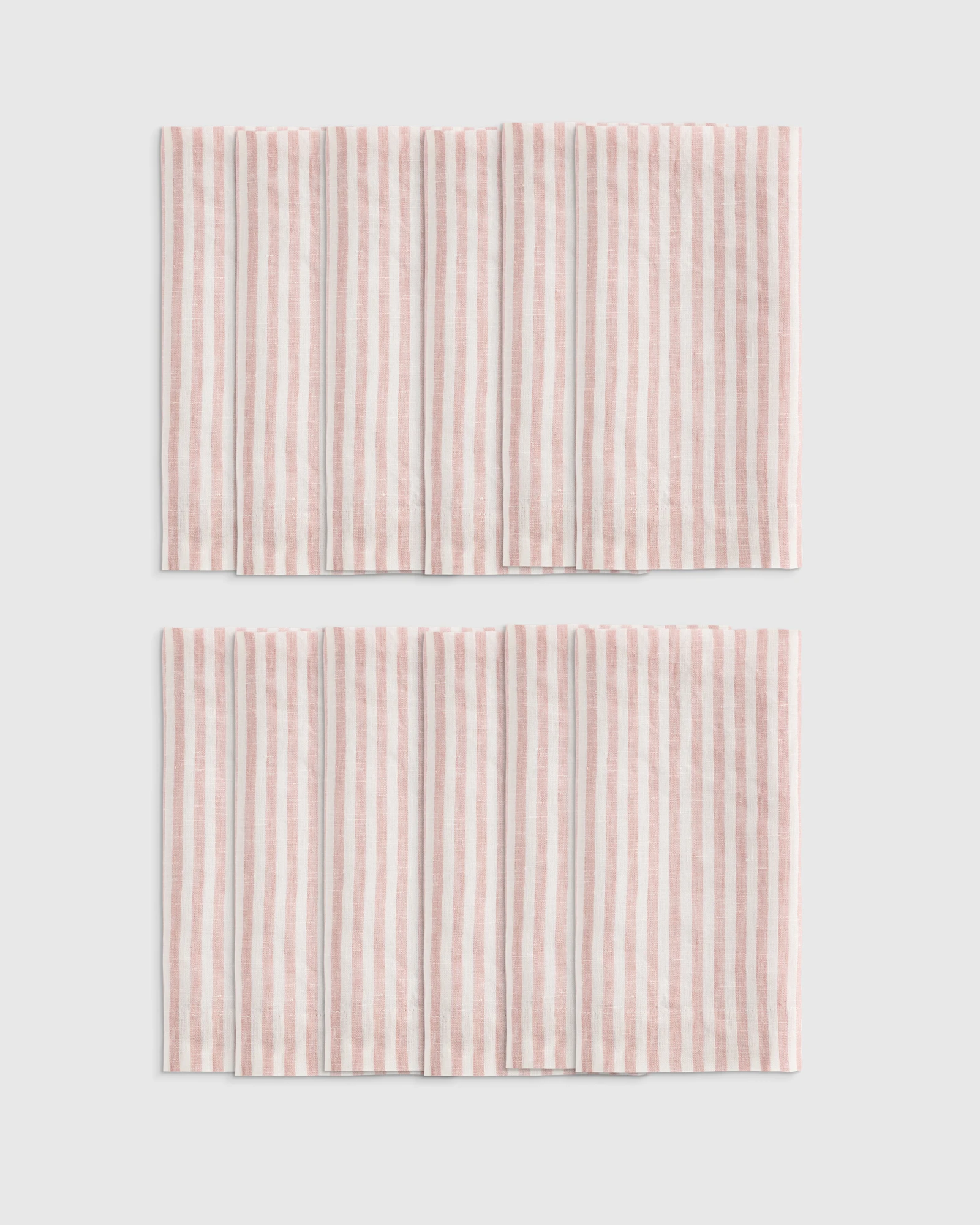European Linen Wide-Hem Stripe Napkins, Set of 12