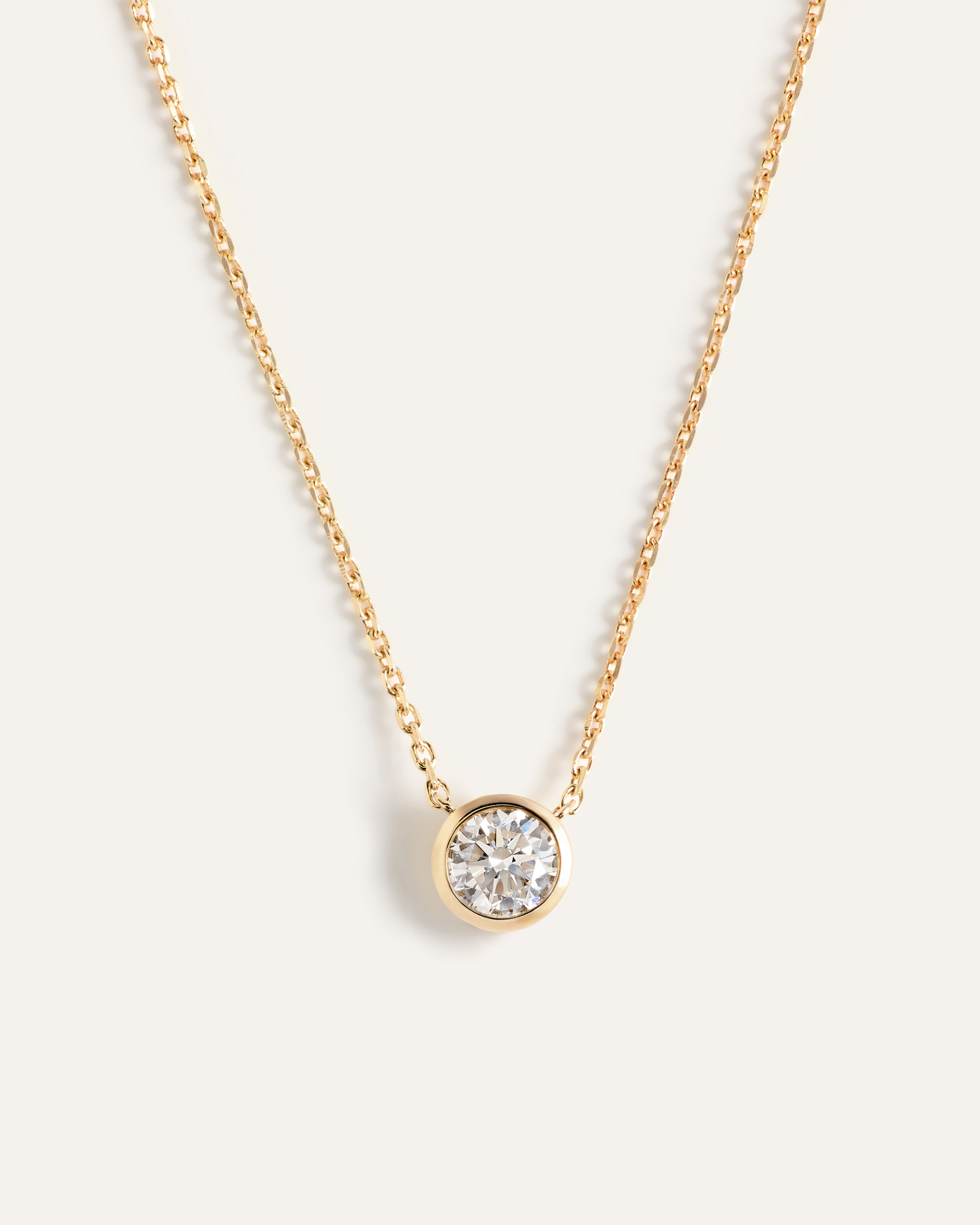 Yellow Gold 14K Gold Lab Grown Diamond Bezel Necklace