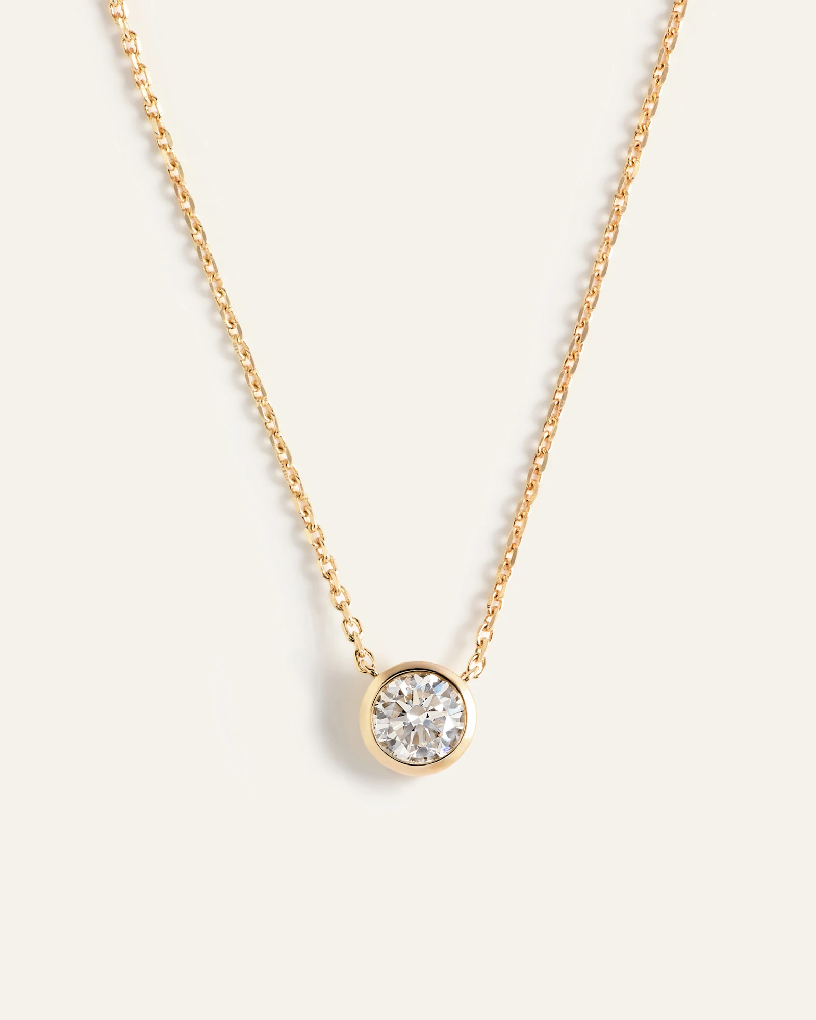 14K Gold Lab Grown Diamond Bezel Necklace - 0.25ctw