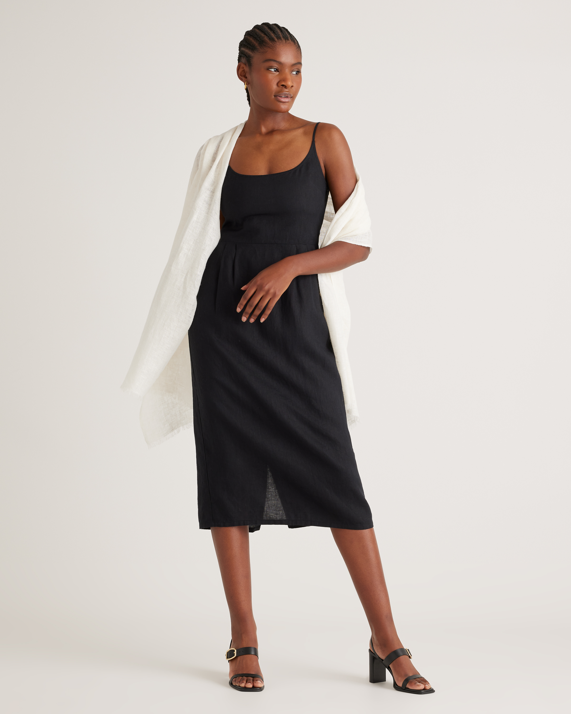 chinese dress ladies Sleeveless Scarf Midi A Line Dress | Shirt Dress