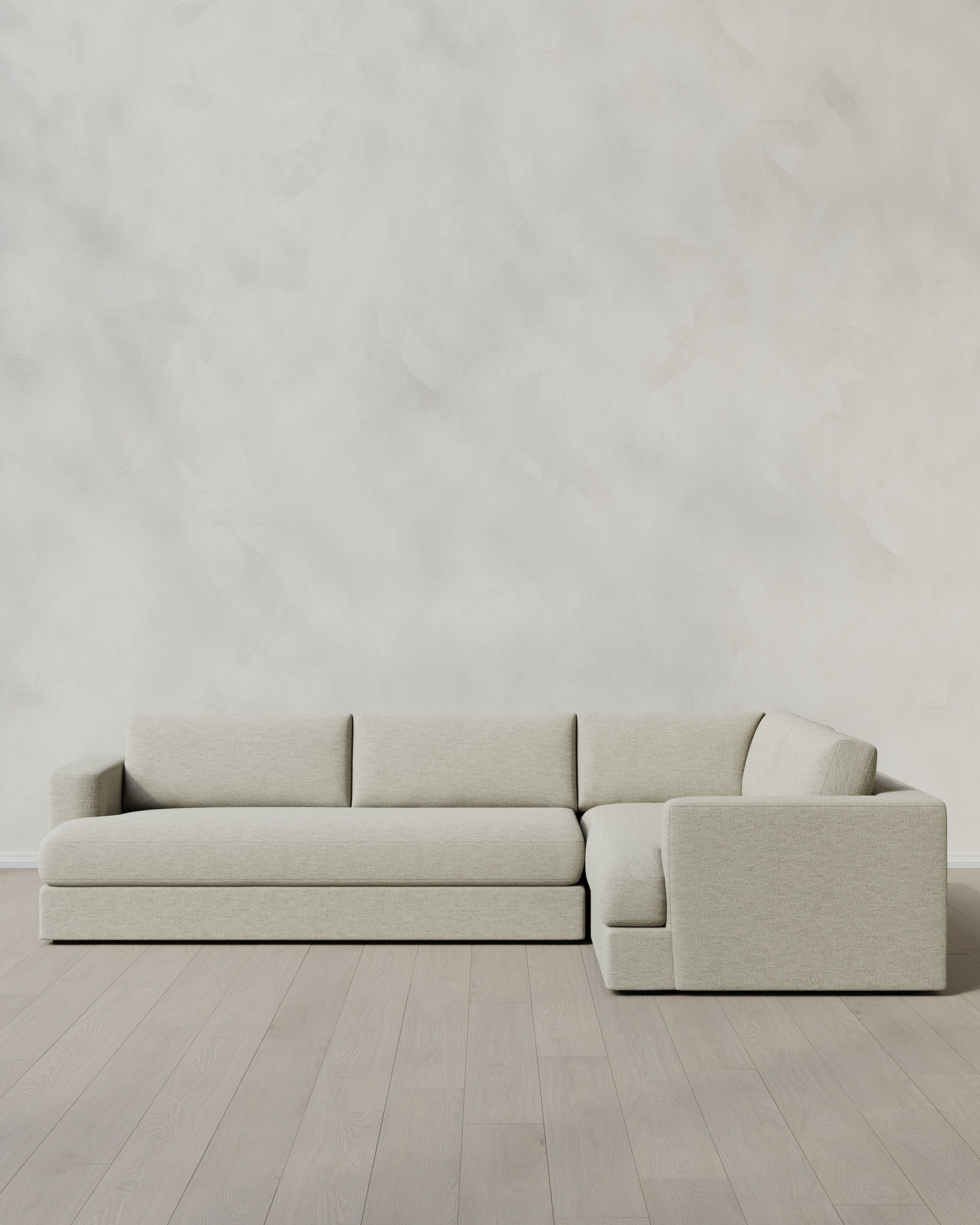 Flax Sierra Curved Arm L Sectional in Performance Basketweave