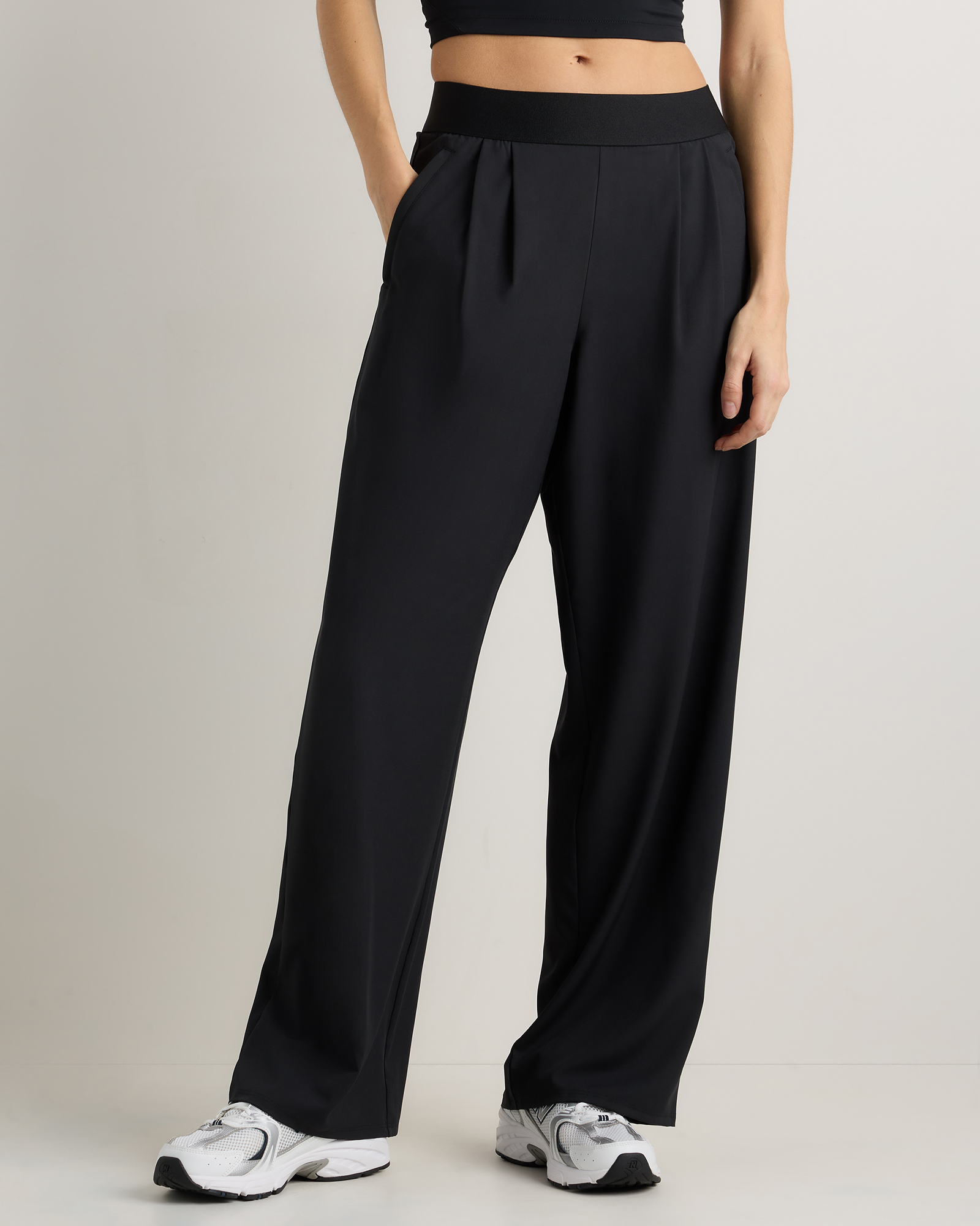 Black Performance Tech Wide Leg Pants