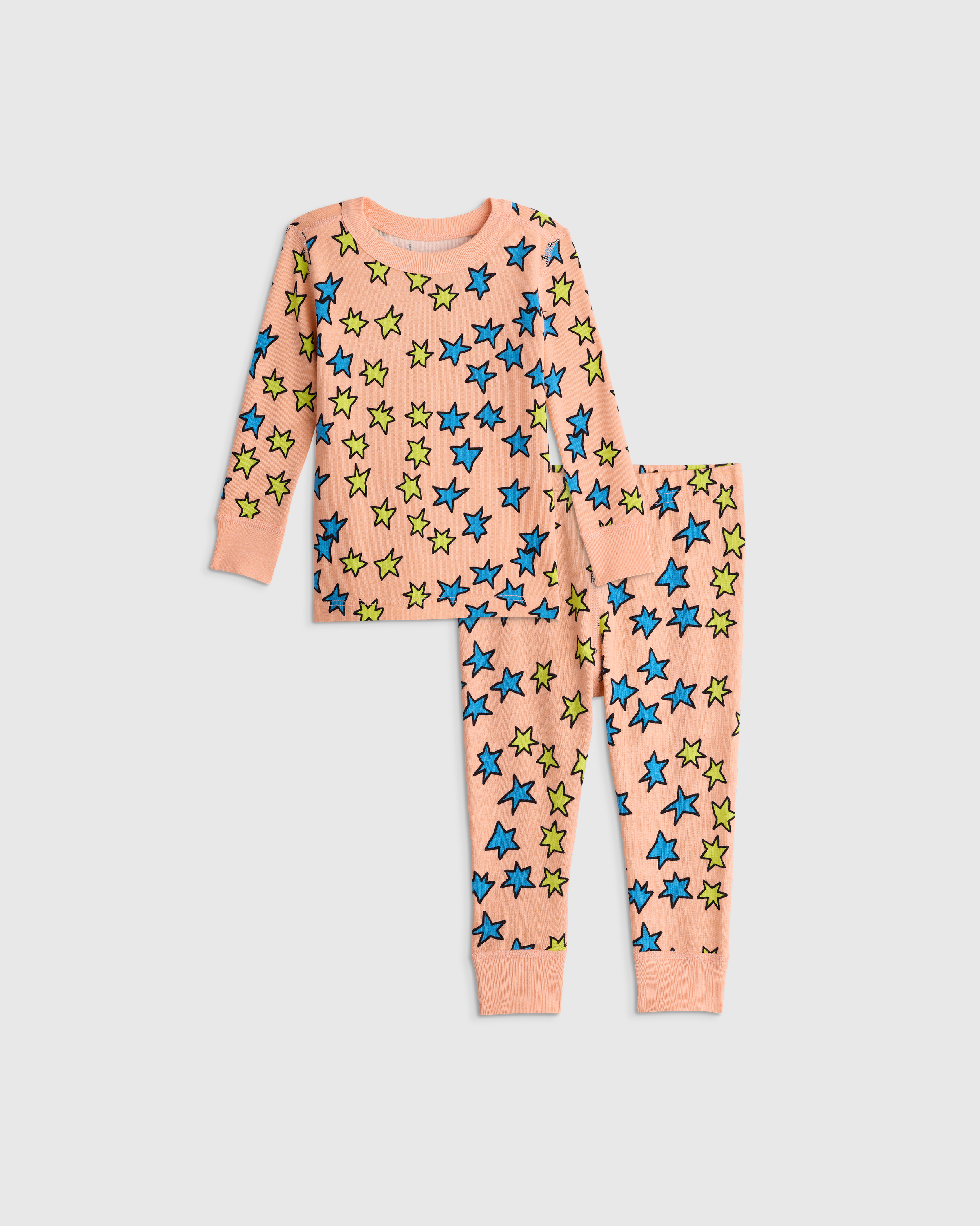 Multi Stars 100% Organic Cotton Long Sleeve and Pant Pajama Set