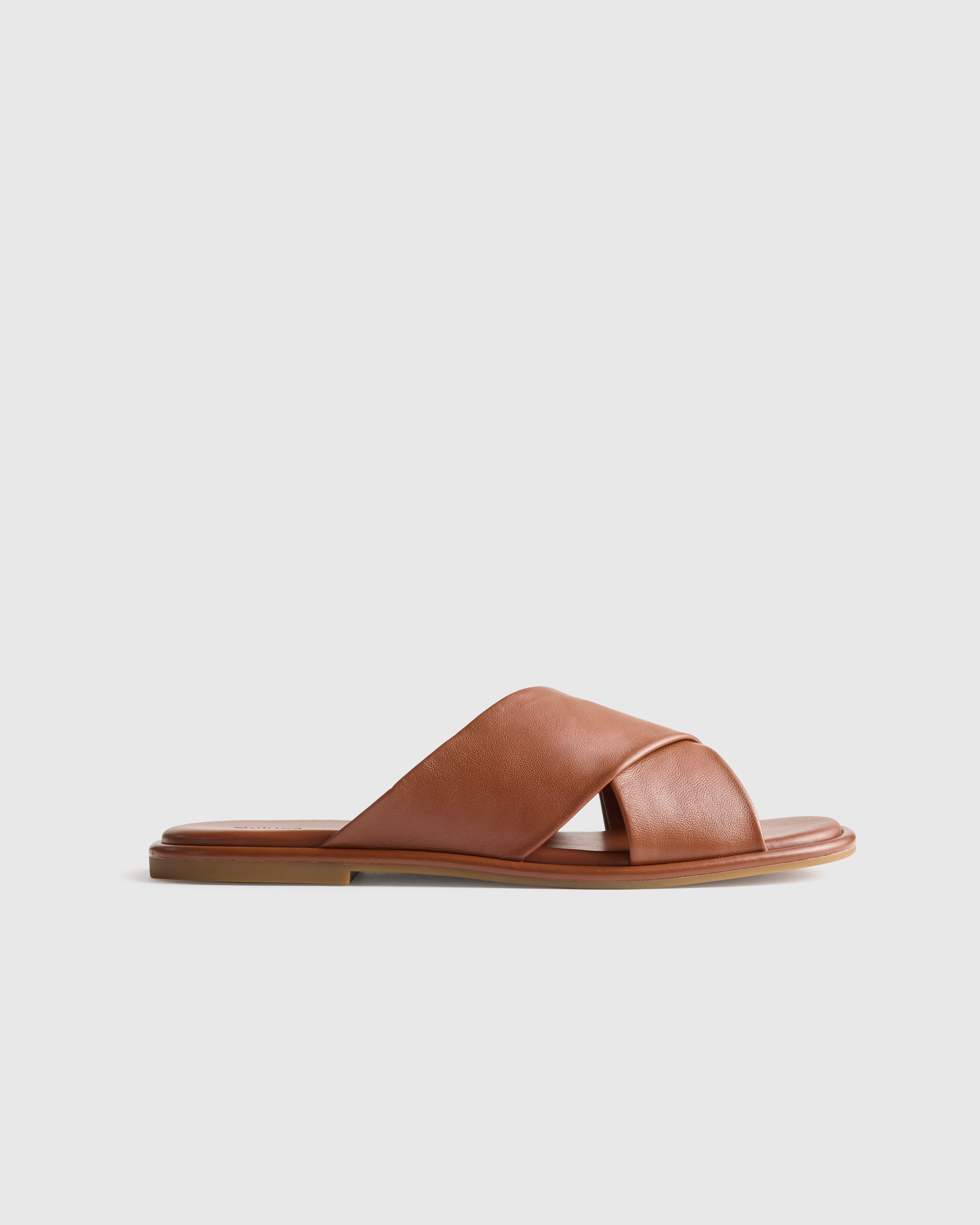 Cognac Italian Leather Crossover Slide