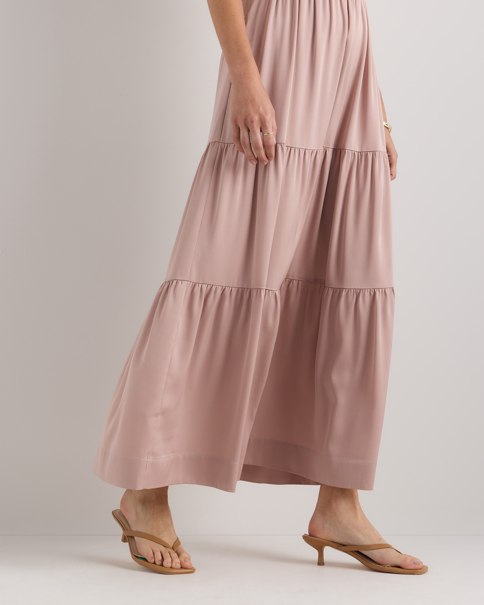 quince washable stretch silk tiered maxi dress Washable Stretch Silk Tiered Maxi Dress