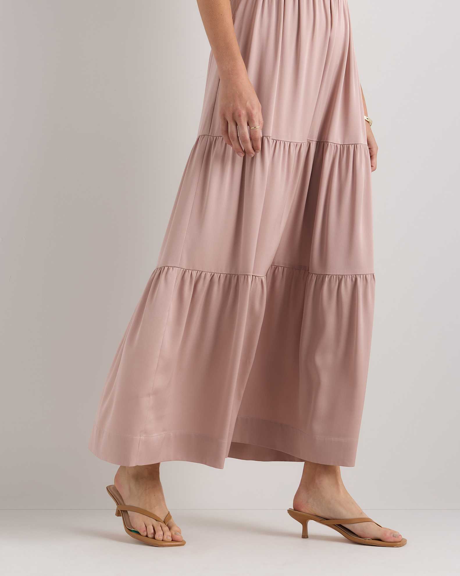 quince washable stretch silk tiered maxi dress Washable Stretch Silk Tiered Maxi Dress