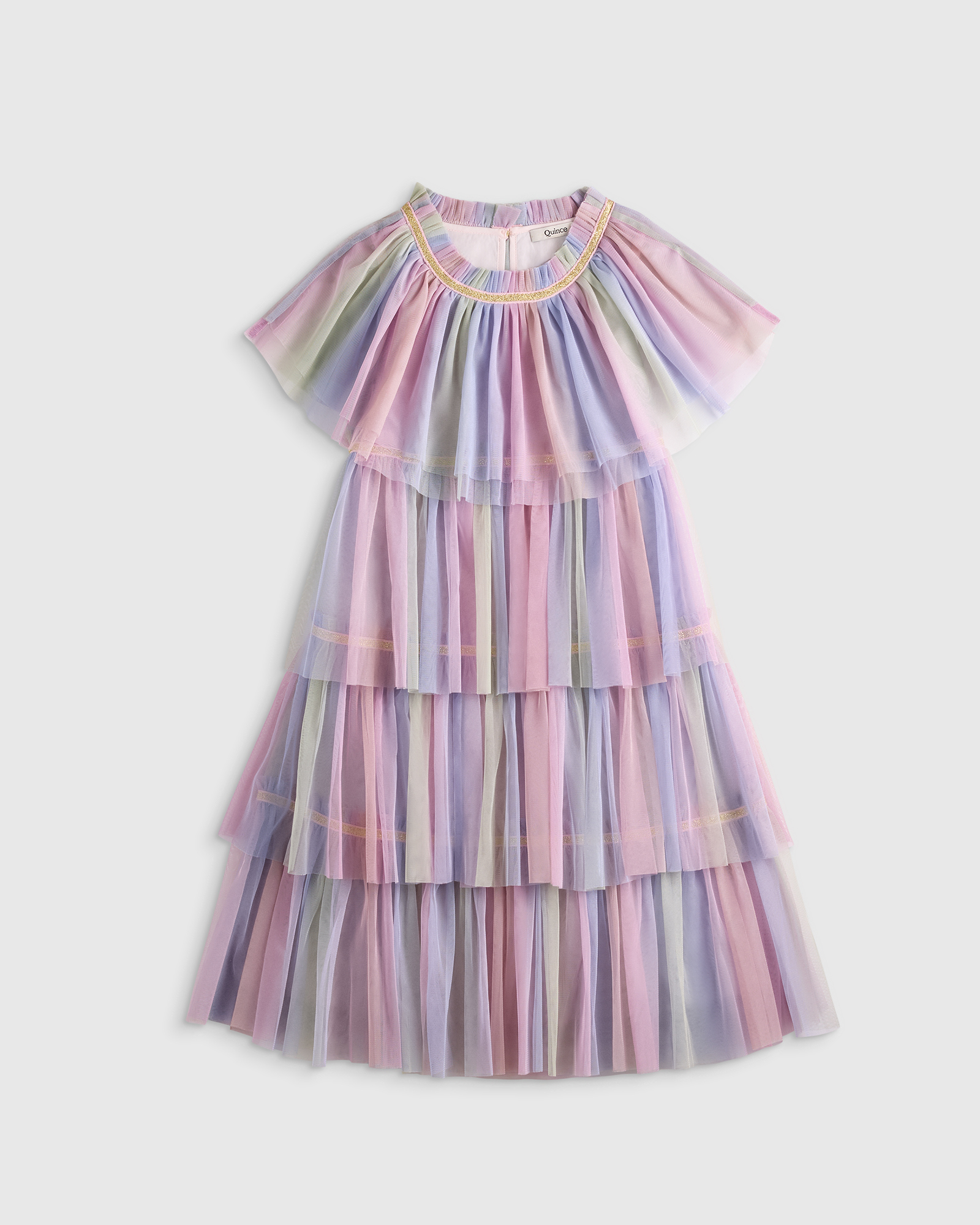 Rainbow Recycled Tulle Tiered Dress