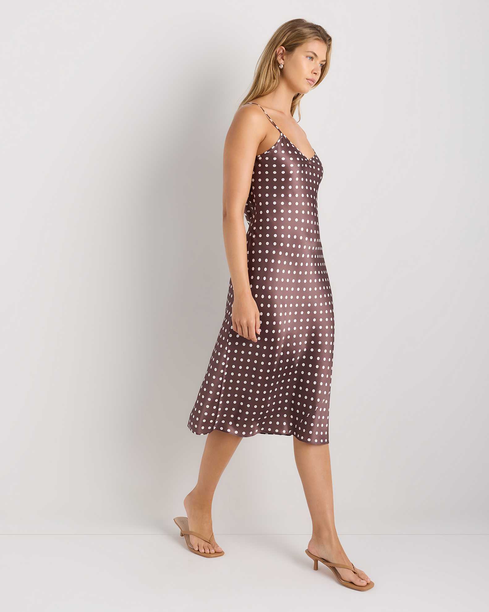slip dresses Classic Steele Joyfolie Womens Carmel Slip Dress in Turtledove 100% Washable Silk Slip Dress