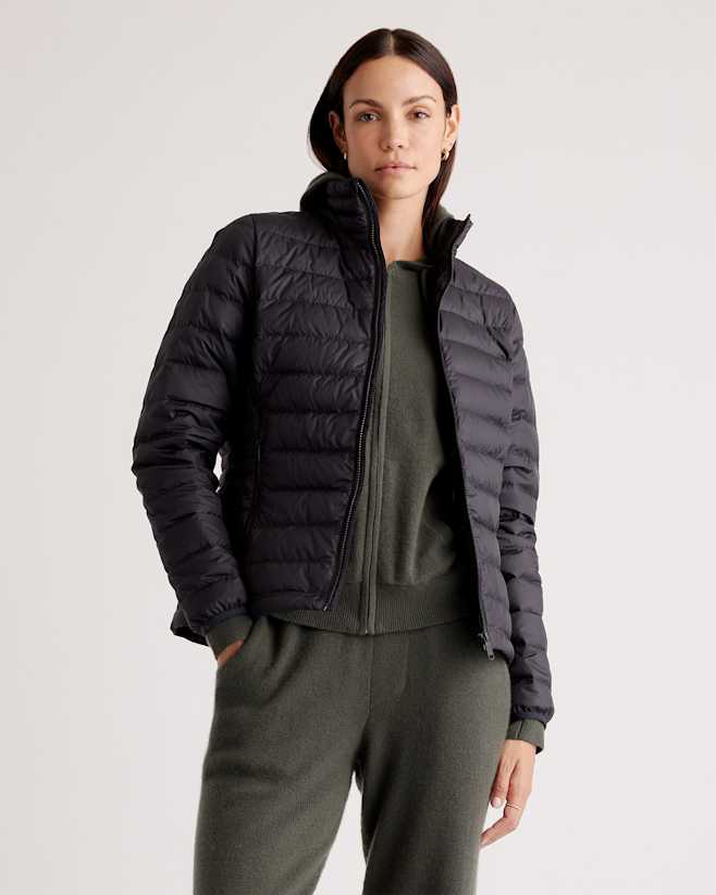 Black Lightweight Down Packable Puffer Jacket