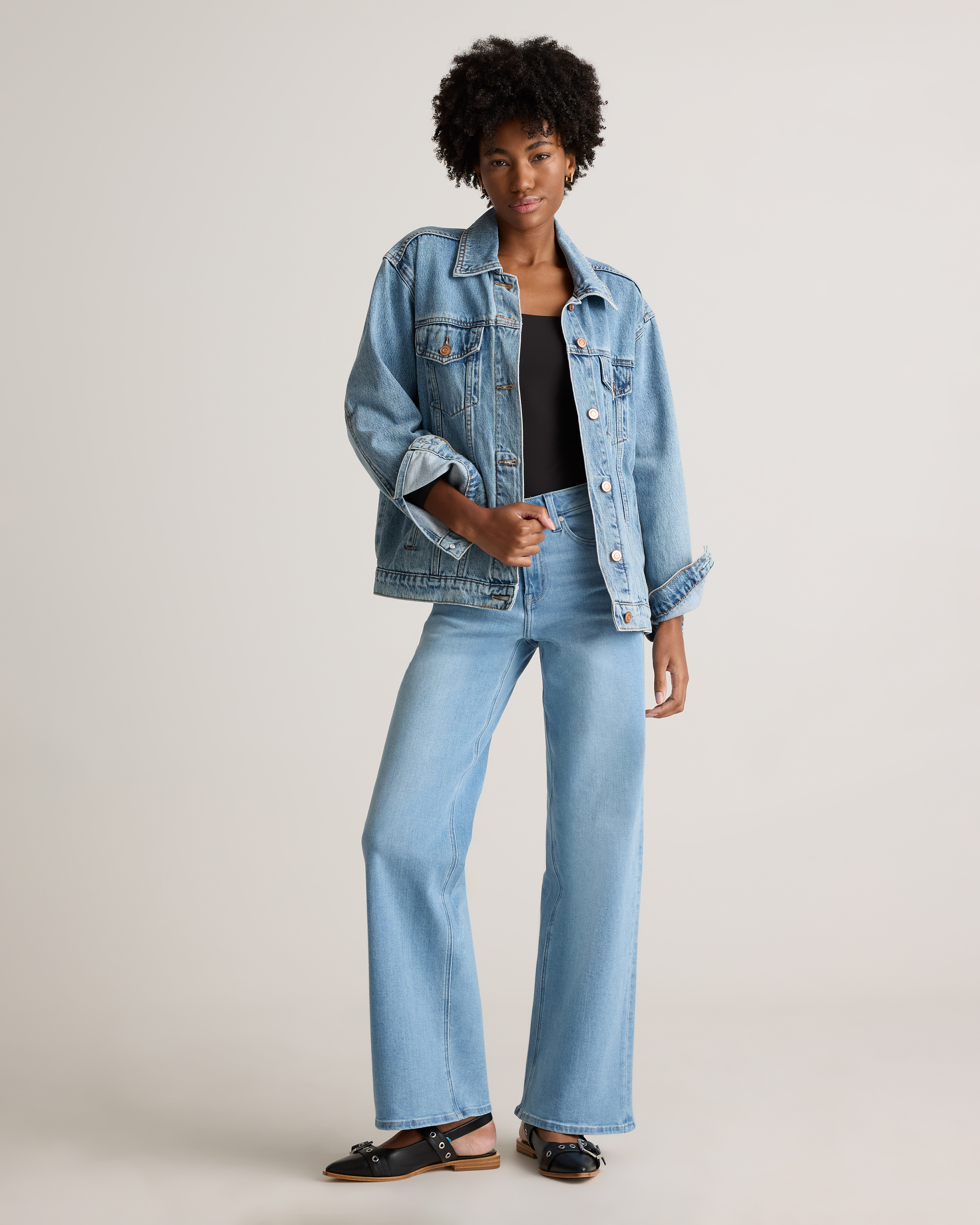 Bella Stretch Wide Leg Jeans in Frosted Blue