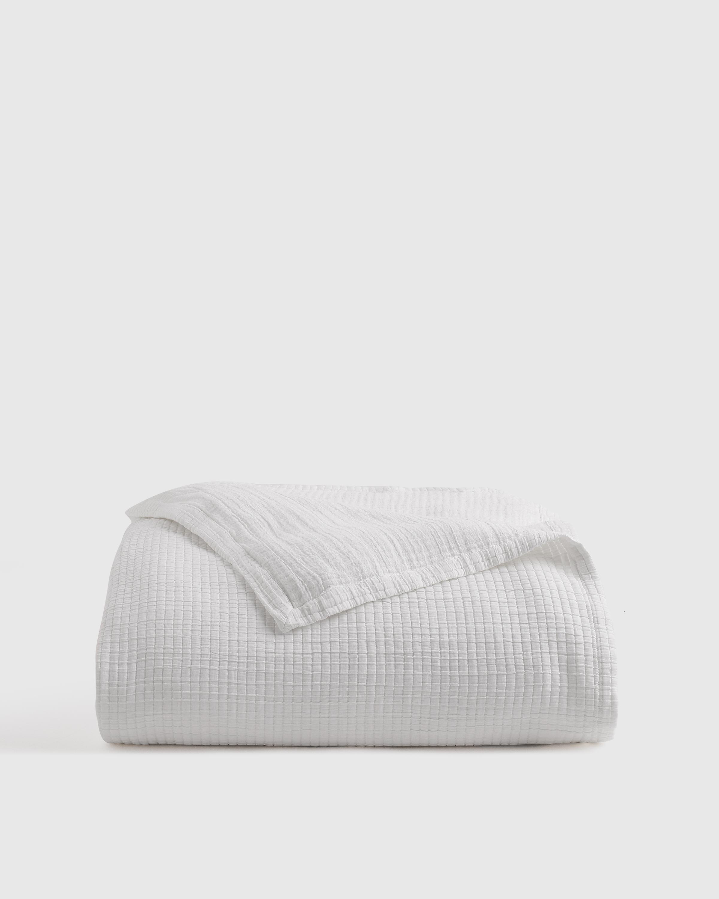 Organic Ribbed Cotton Coverlet, Full/Queen, White