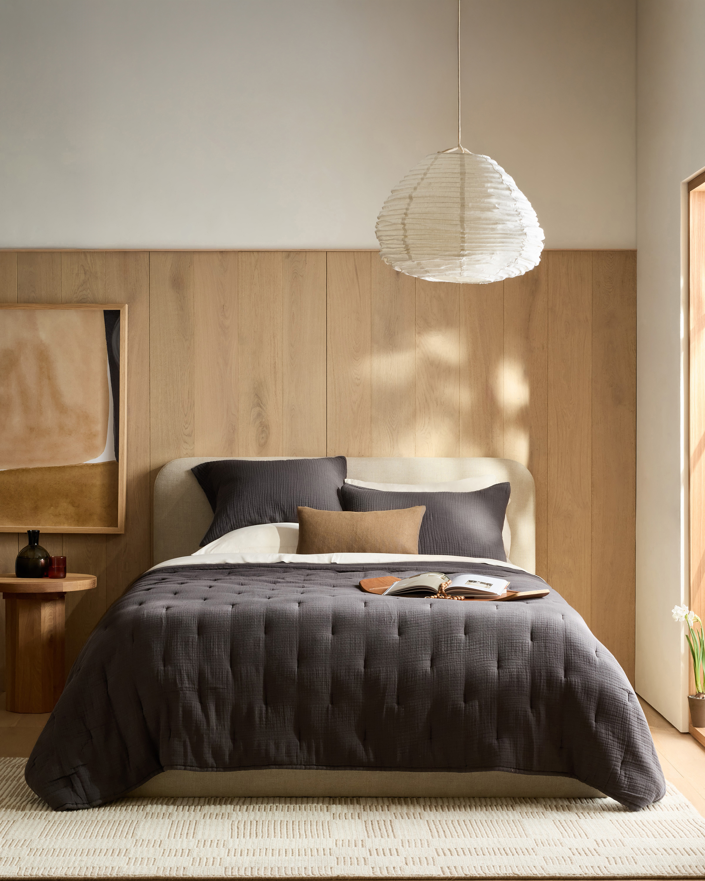 Charcoal Organic Airy Gauze Dream Quilt Set