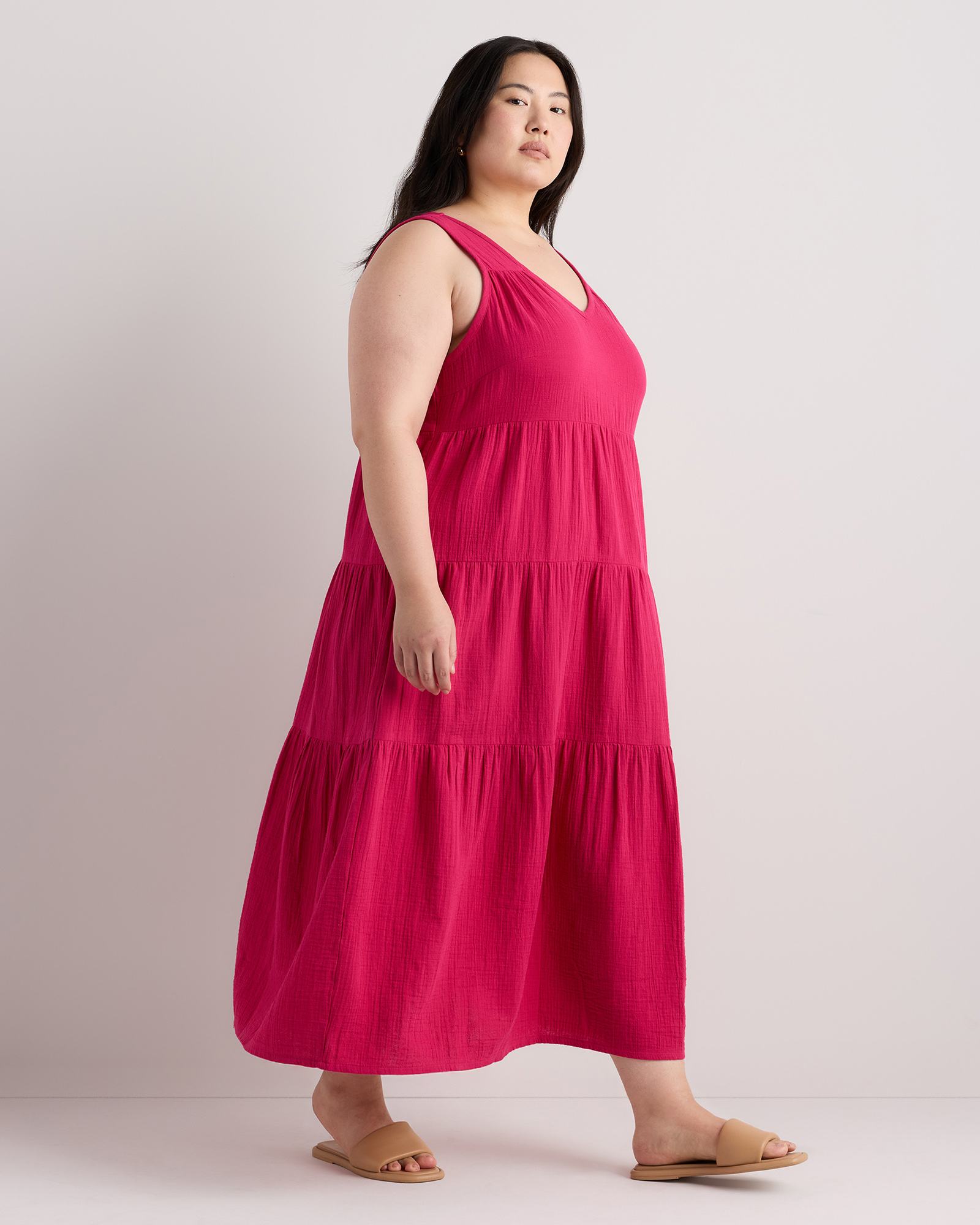 chinese dress ladies Gauze Maxi Dress for Women Plus Size Casual Summer Lightweight Linen Long  Dresses Oversized V Neck Short Sleeve Tiered Midi Flowy Dress Lounge Comfy  Pregnancy Dresses Simple Beach Vacation Outfits at Amazon