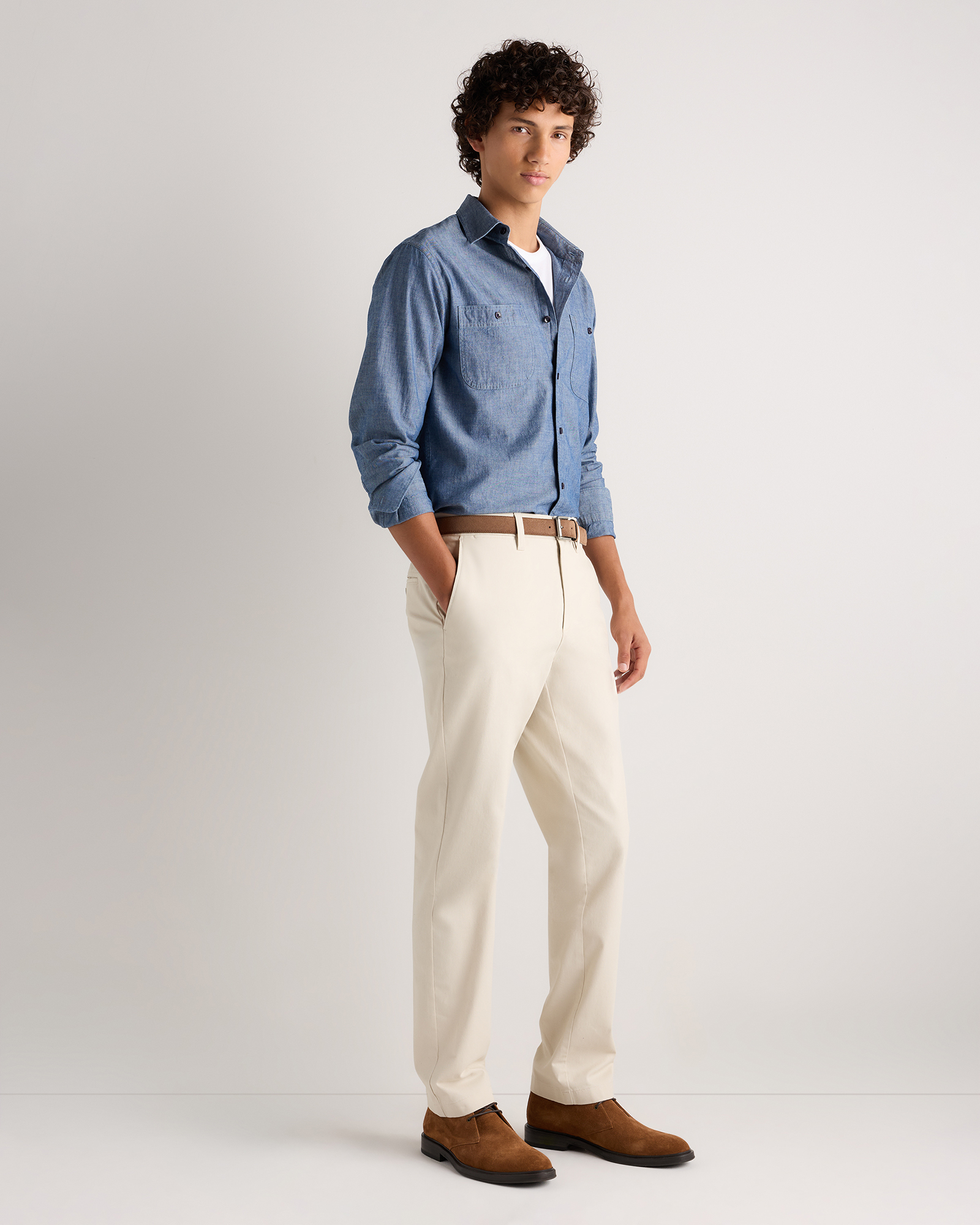Men's Organic Cotton Stretch Chino Pants - Straight in Stone