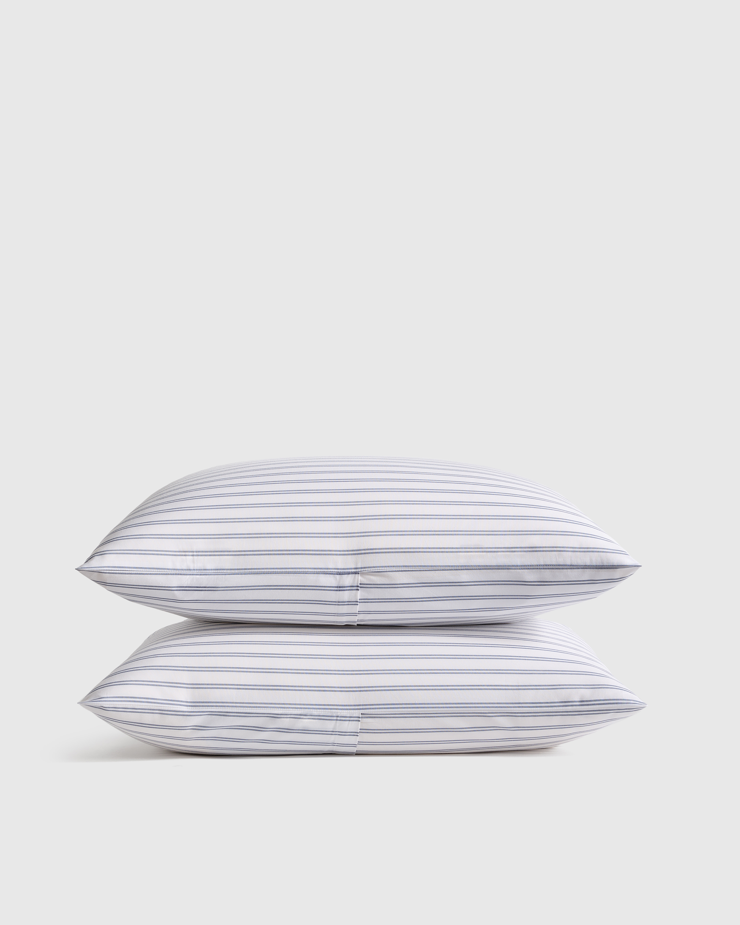 White/Mineral Classic Organic Percale Double Stripe Sham Set
