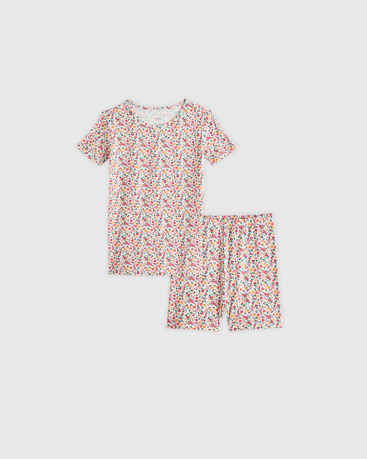 Quince Bamboo Short Sleeve And Shorts Pajama Set In Ditsy Floral
