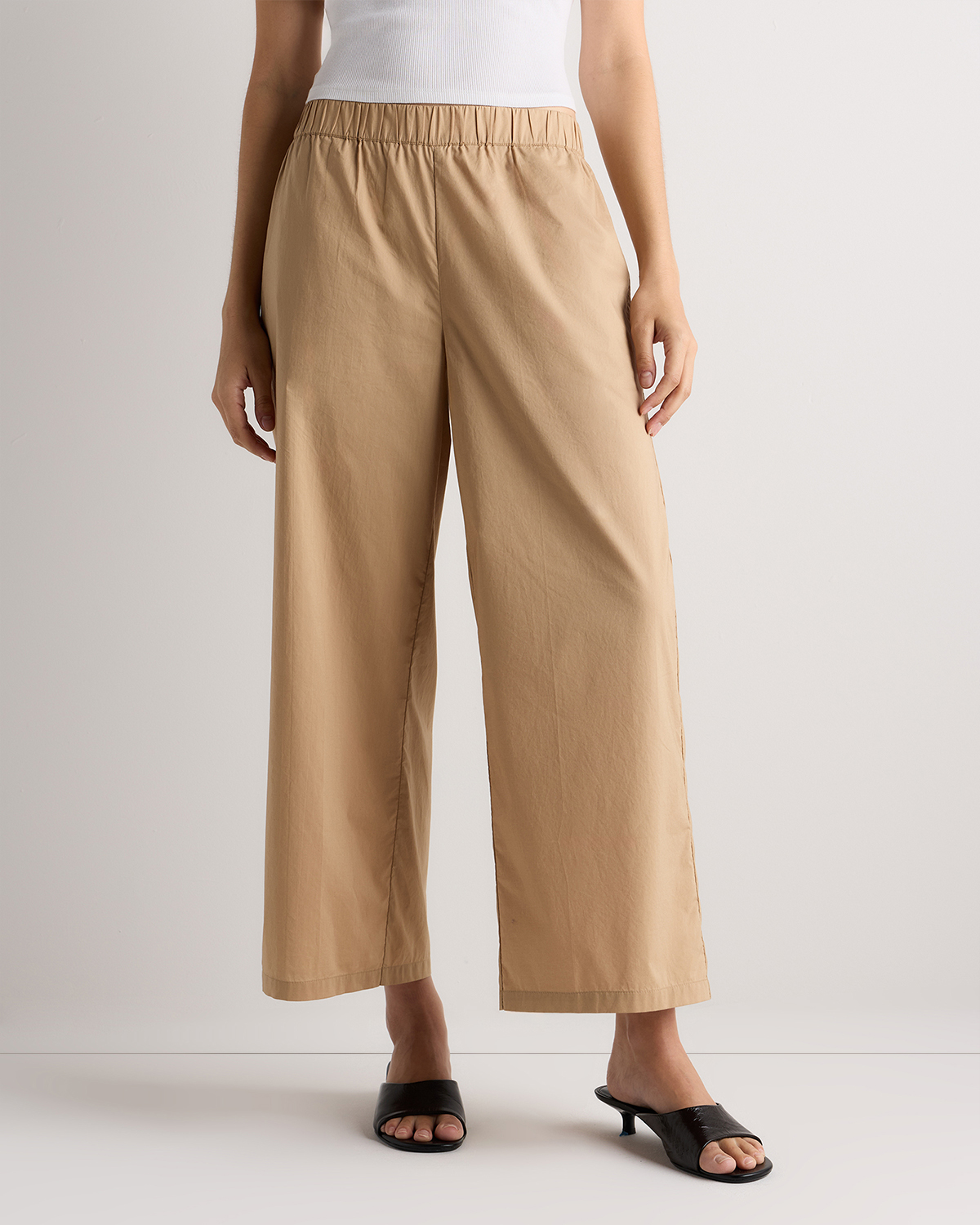 Desert Khaki 100% Organic Lightweight Poplin Wide Leg Pants