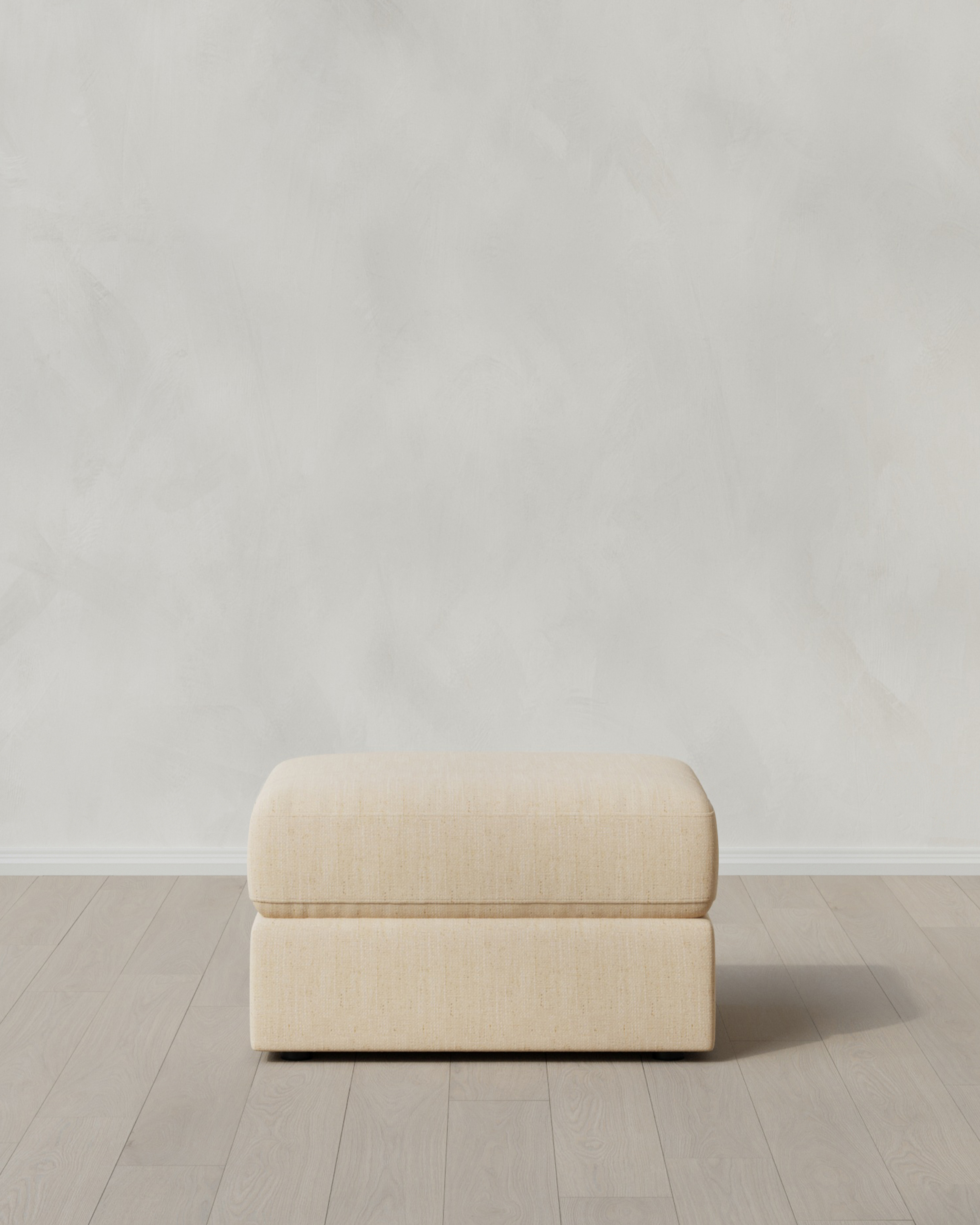 Eggshell Ashford Deep Seat Ottoman in Performance Chenille Linen Blend