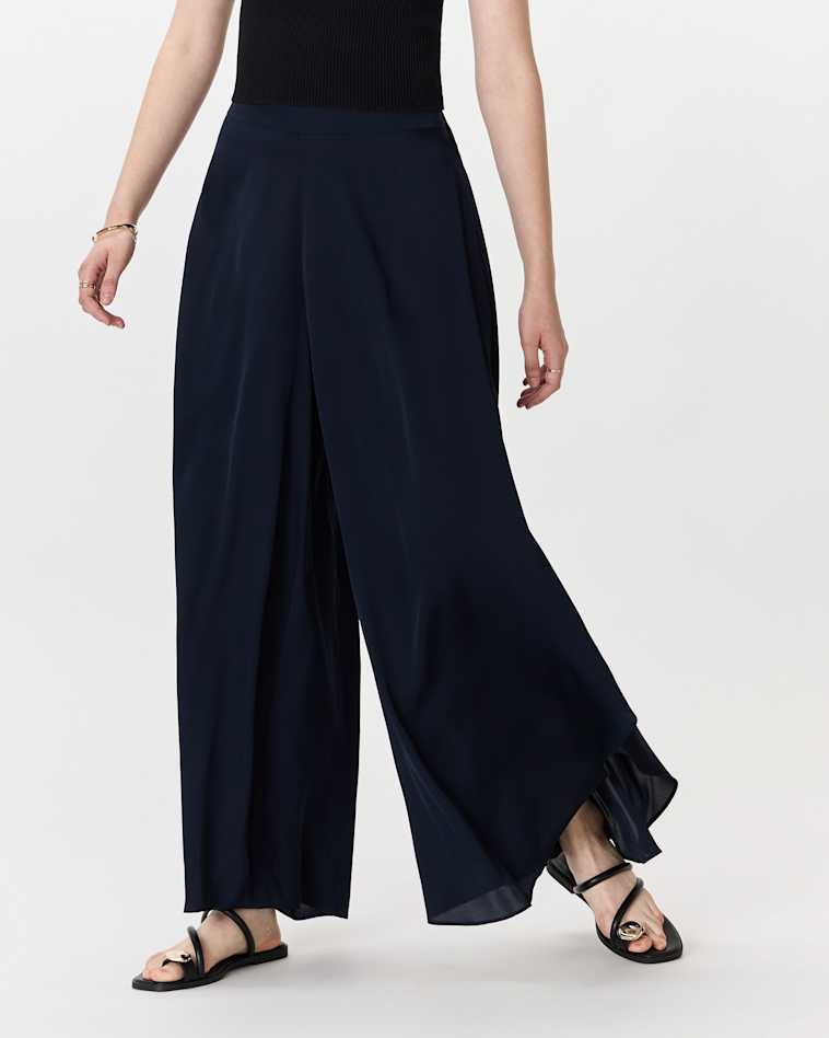 silk dress pants womens SilkSilky 19Momme Silk High Waist Straight Fit Women's Pants with Back Elastic Waist Design, Black / S(6)
