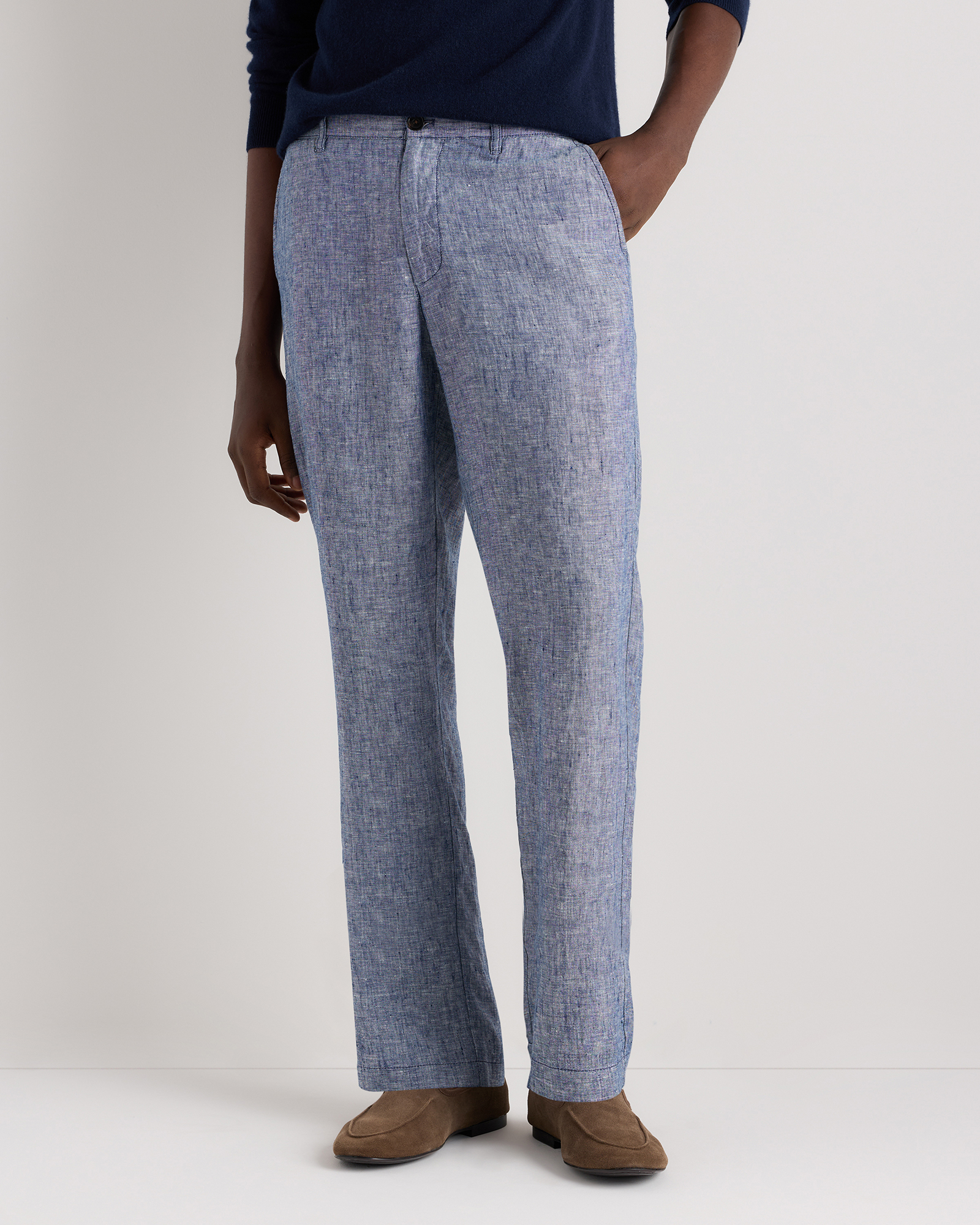 Chambray Blue 100% European Linen Trousers