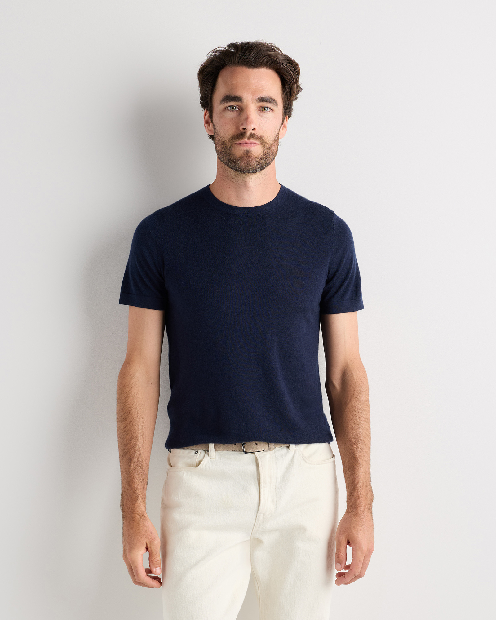 True Navy 100% Superfine Mongolian Cashmere Tee