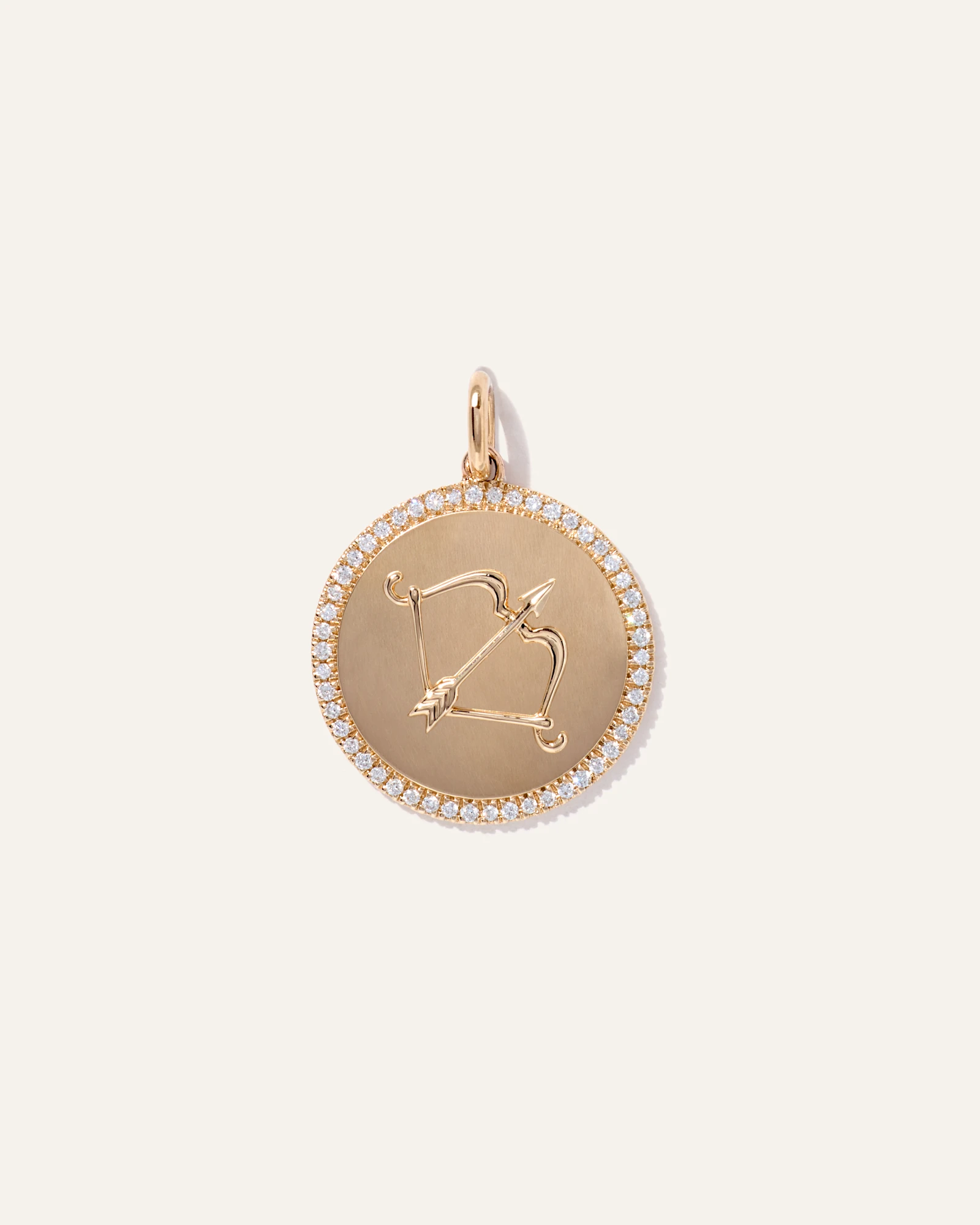 14K Gold Pave Zodiac Medallion Charm in Yellow Gold