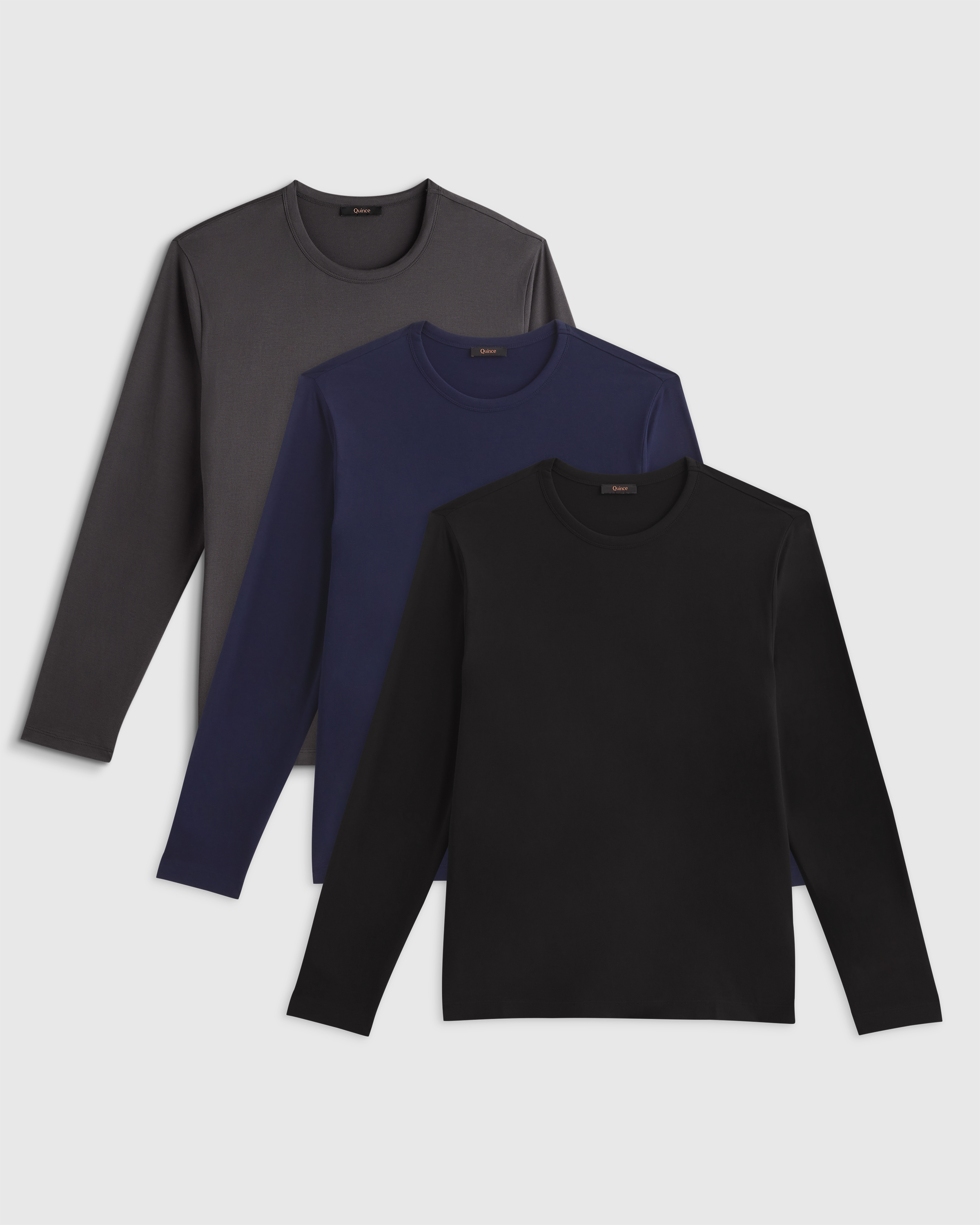 Dark Coal 100% Pima Cotton Luxe Touch Long Sleeve Tee 3 Pack Bundle